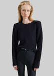 Top Beatrice in maglia con spalle imbottite - Nero