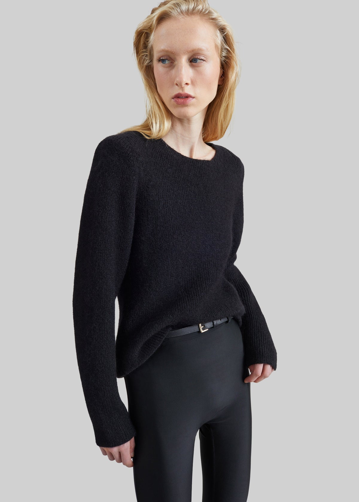 Top Beatrice in maglia con spalle imbottite - Nero