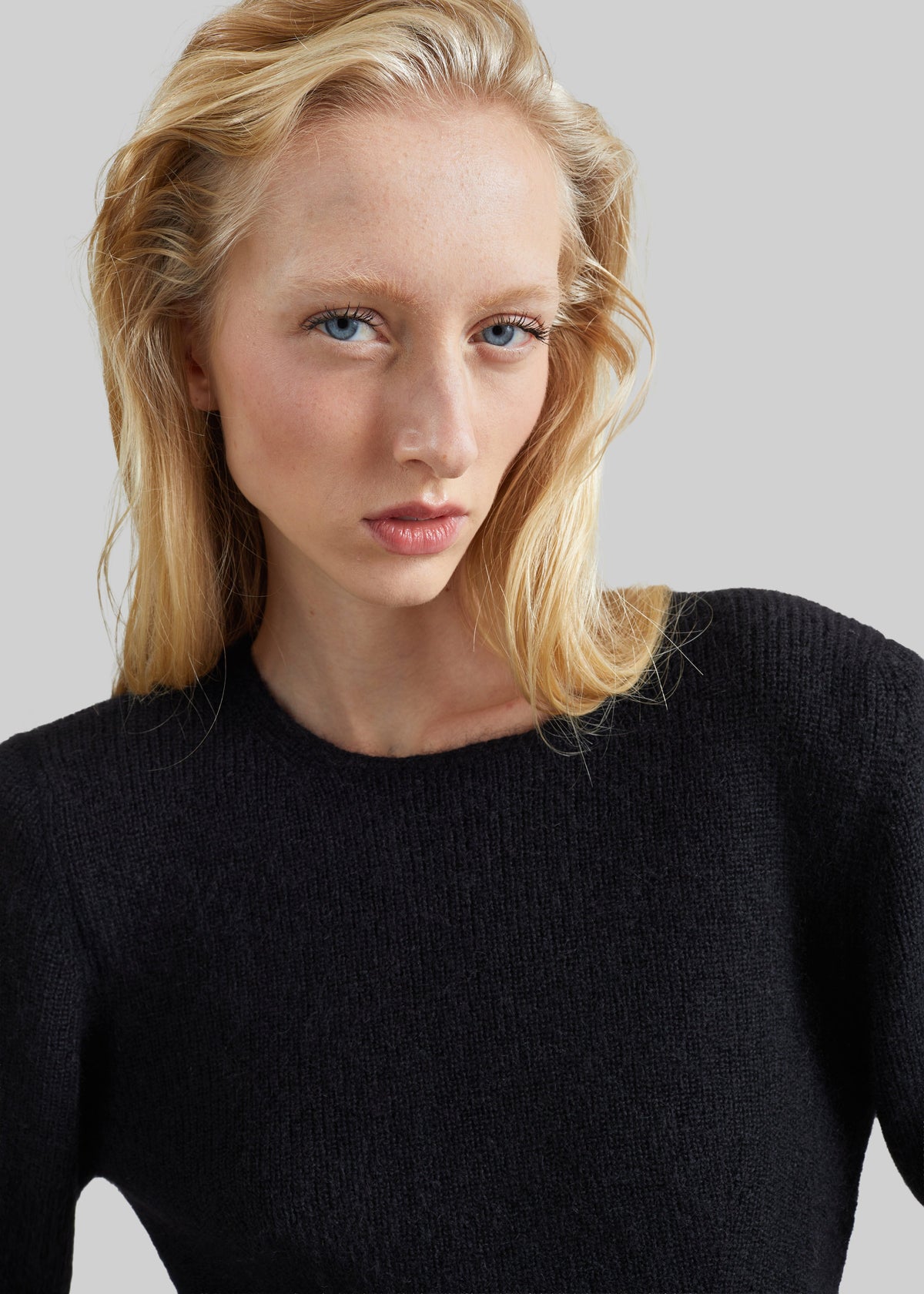Top Beatrice in maglia con spalle imbottite - Nero