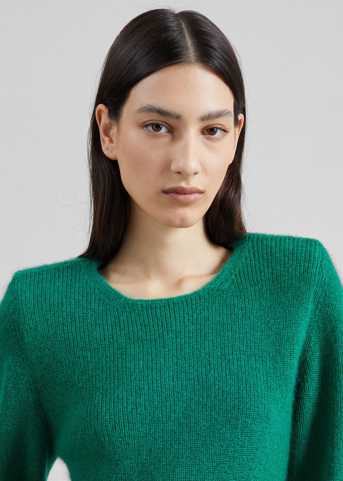 Top Beatrice in maglia con spalle imbottite- Verde