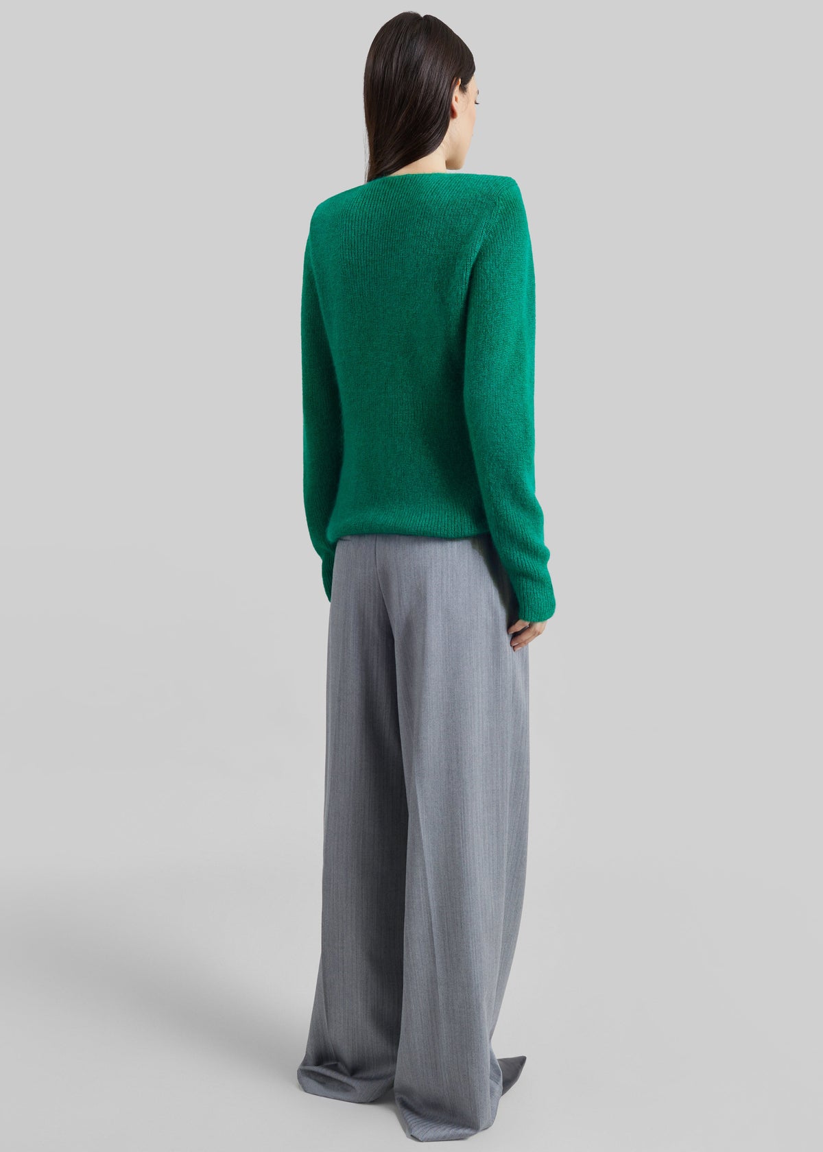 Top Beatrice in maglia con spalle imbottite- Verde