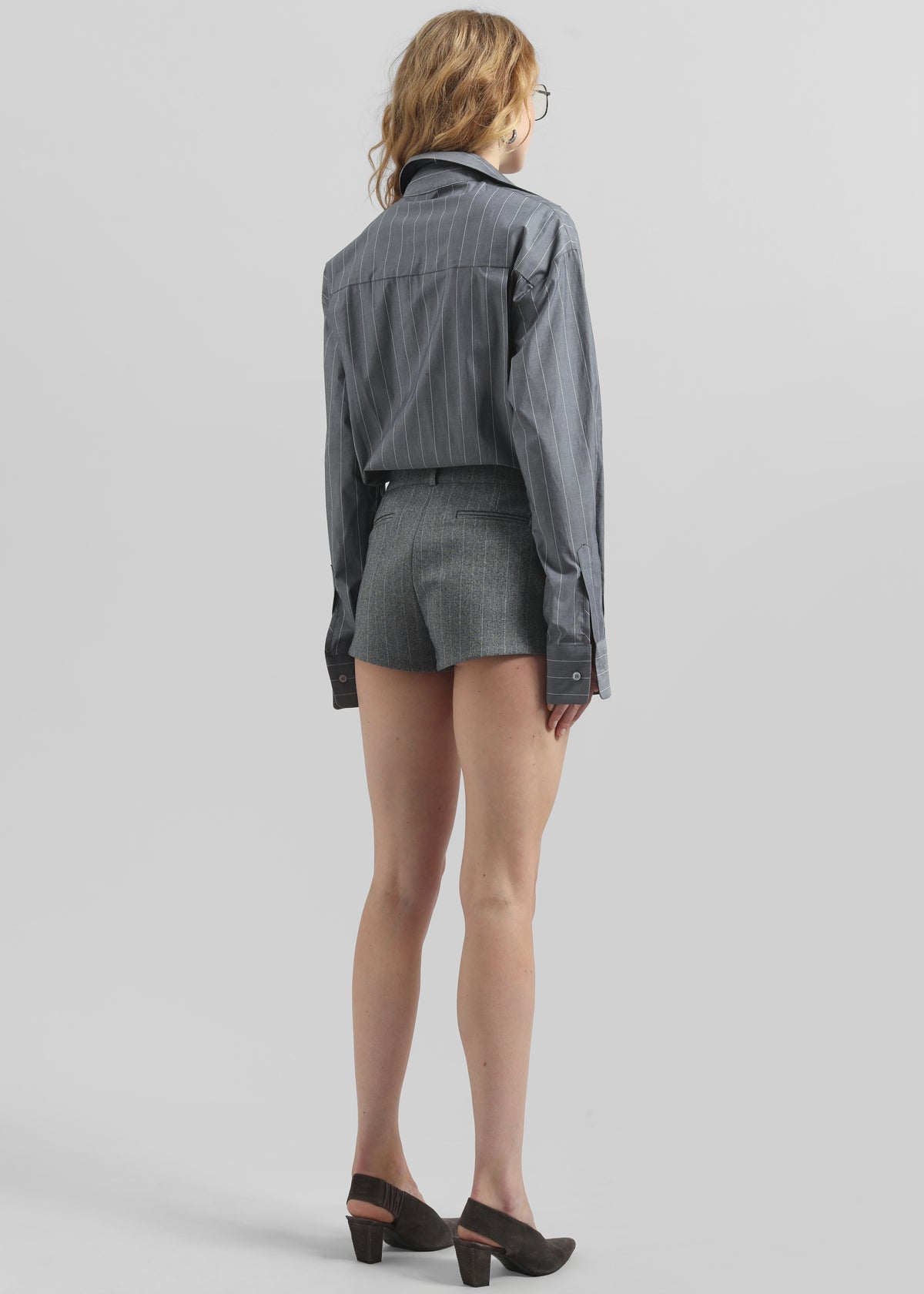 Beatrix Button Up Shirt - Grey/White Pinstripe - 12