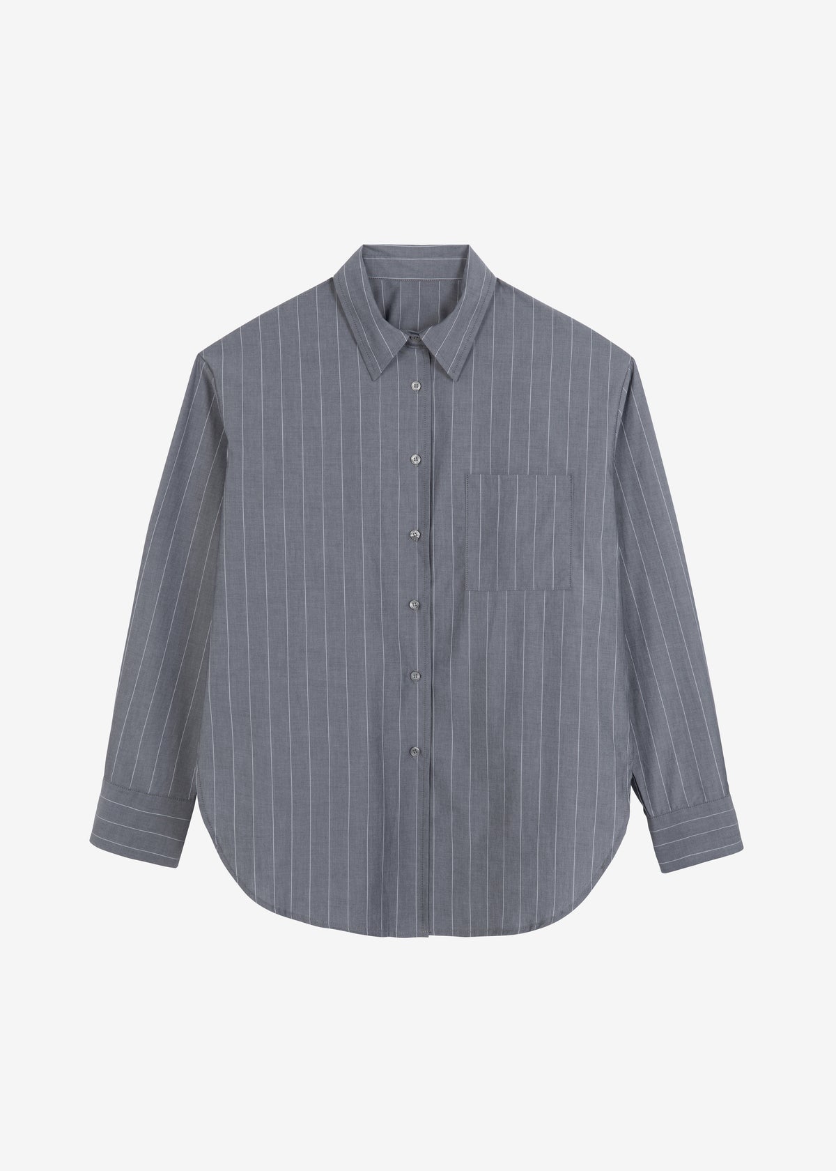 Beatrix Button Up Shirt - Grey/White Pinstripe - 13