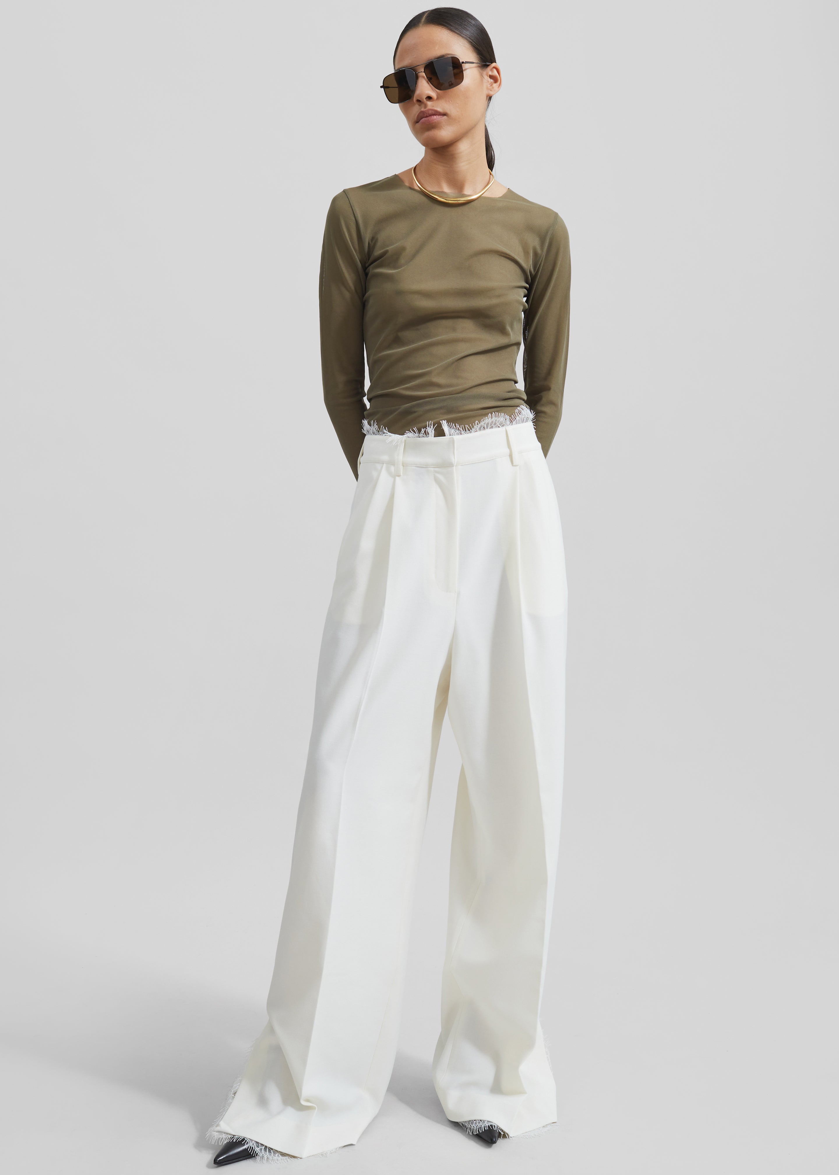 Beaufille Celeste Lace Trousers - Alabaster - 1