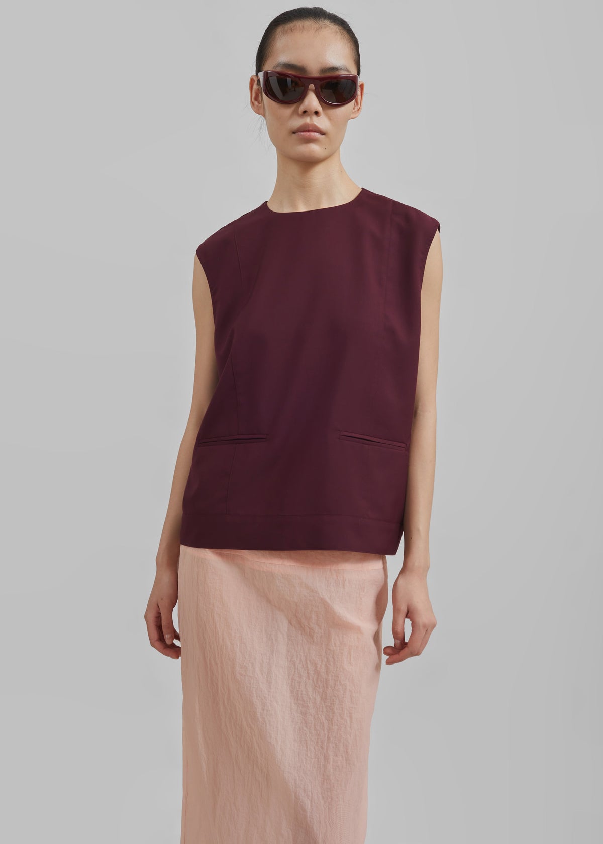 Beaune Sleeveless Top - Burgundy - 5