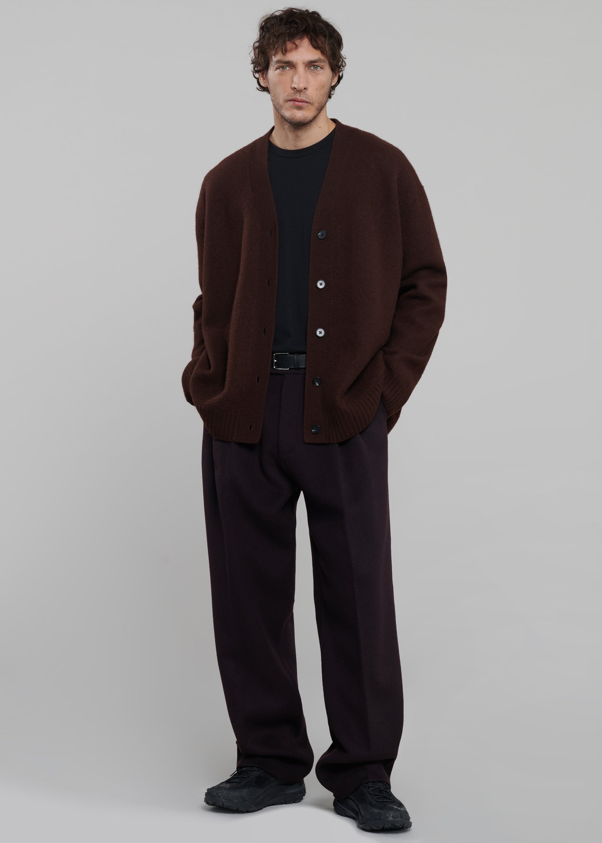 Shop the look image for Beck Wool Cardigan - Chocolate Plum