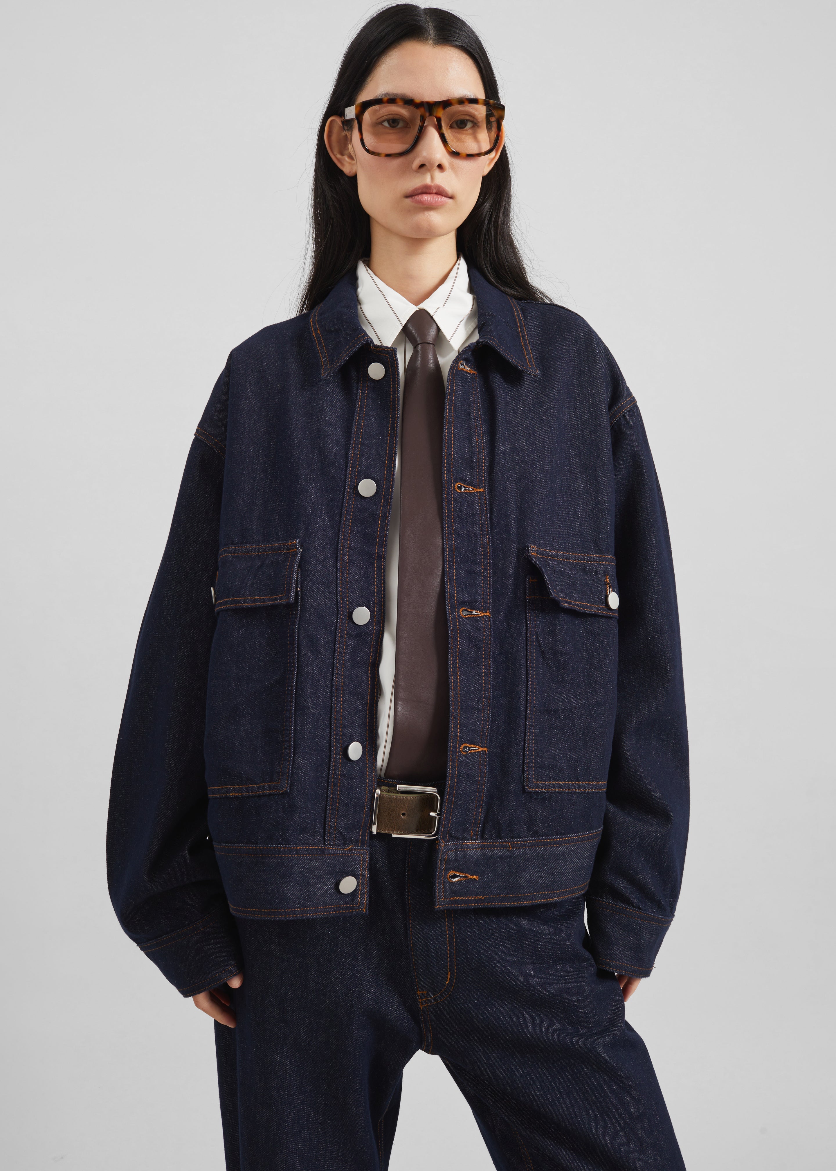 Belden Boxy Denim Jacket - Dark Wash - 1