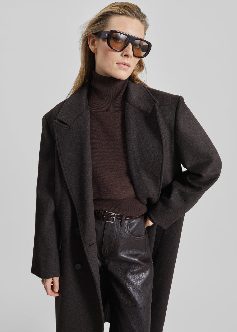 Bellace Wool Coat - Brown - 1