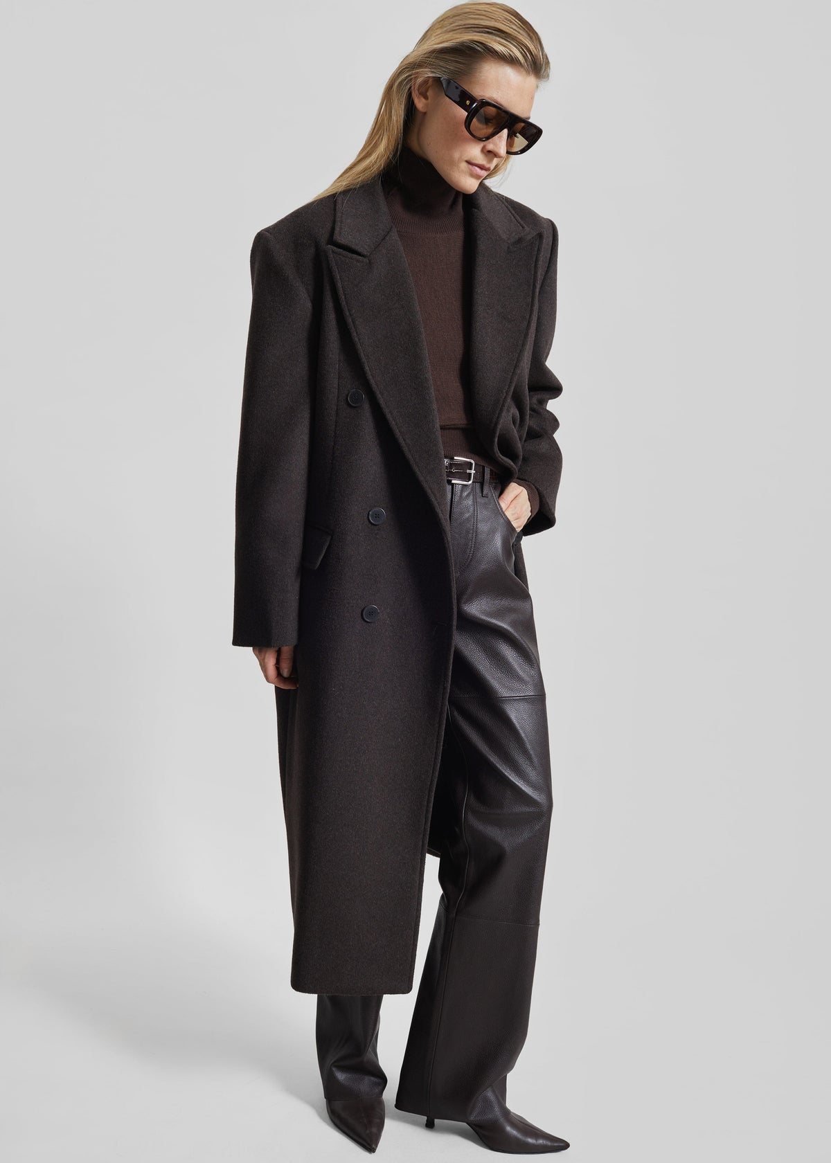 Bellace Wool Coat - Brown - 1