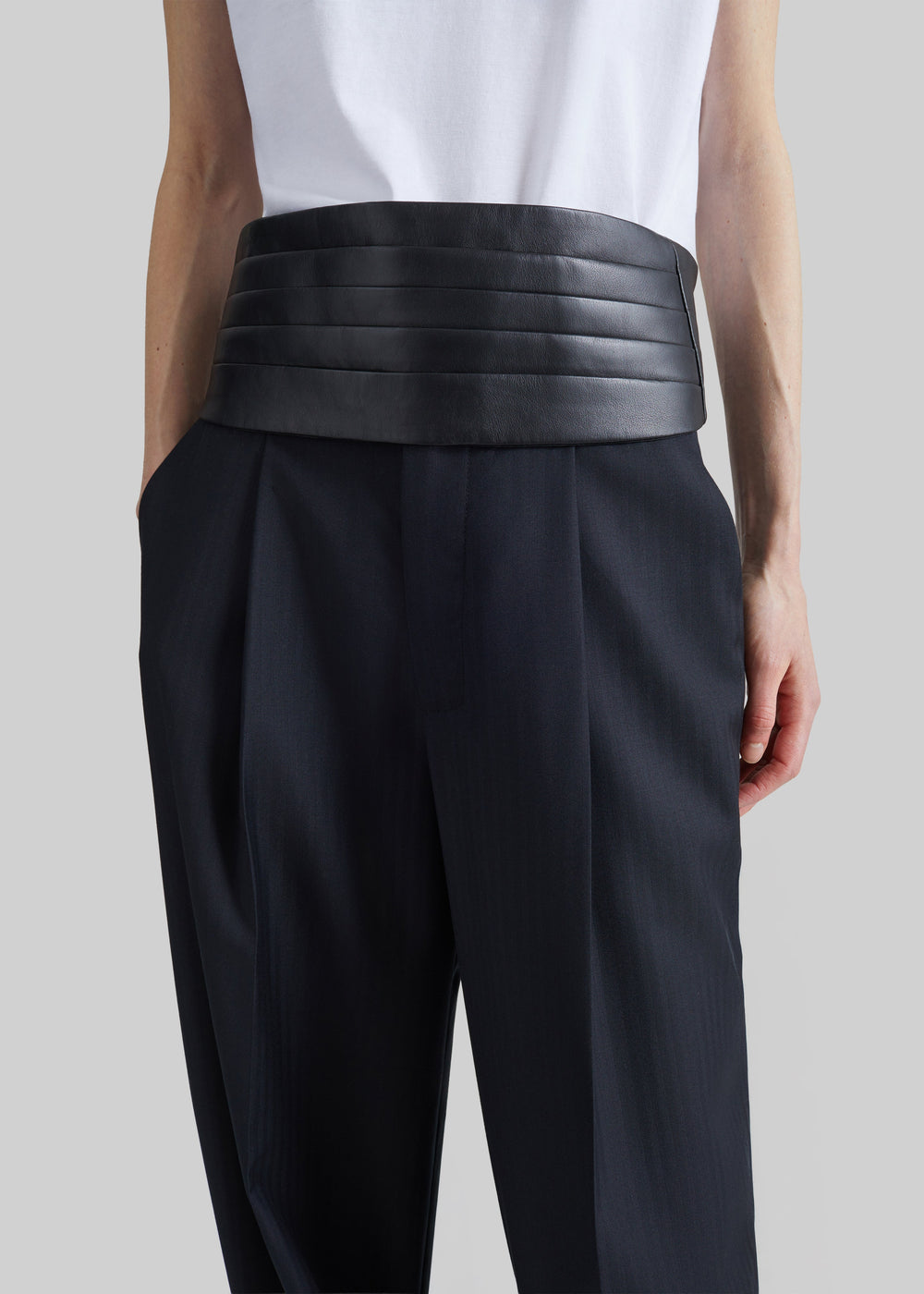 Bellano Leather Cummerbund Belt - Black - 1