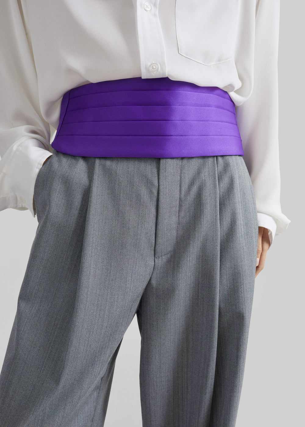 Bellano Satin Cummerbund Belt - Deep Purple - 1