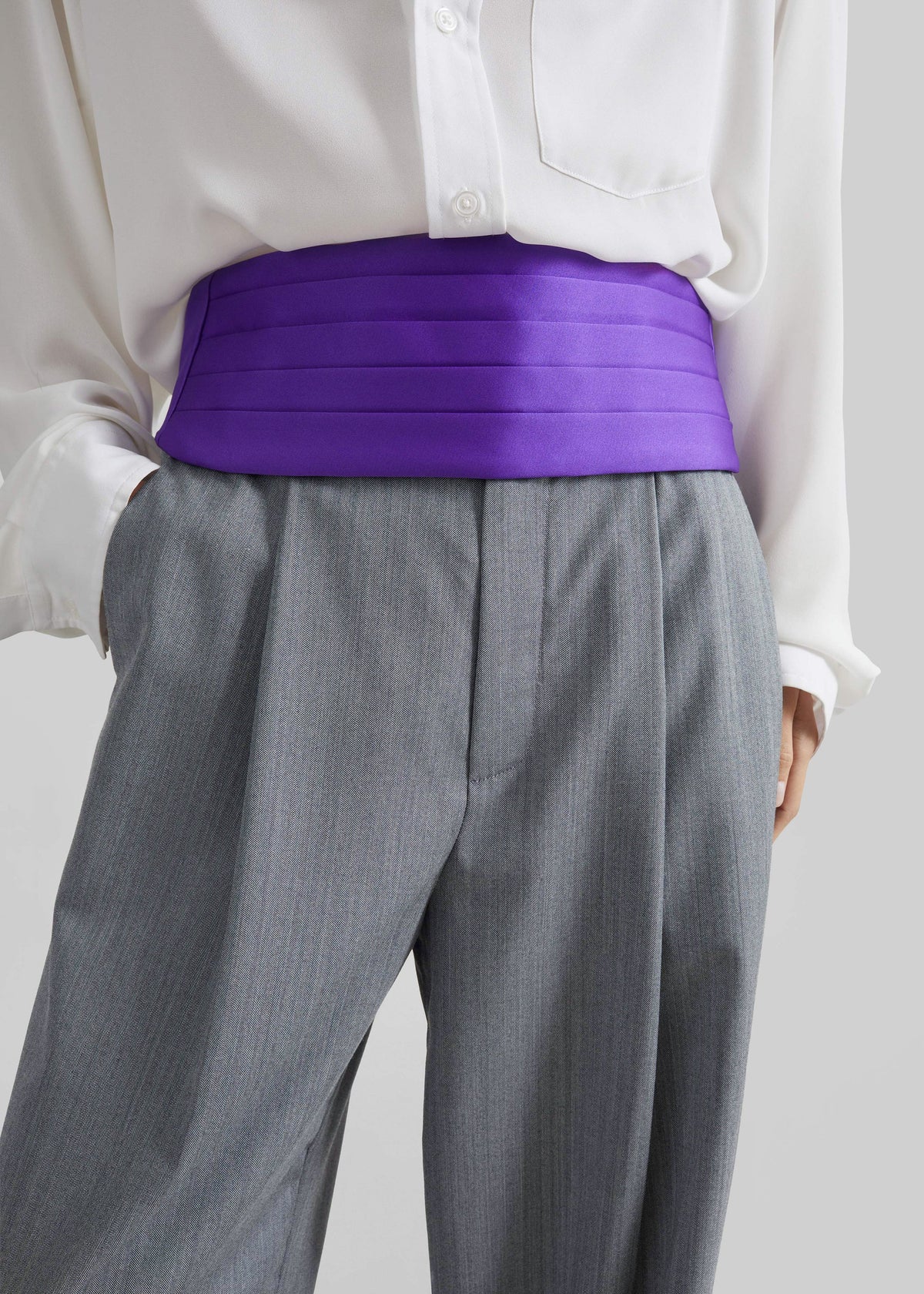 Cintura Bellano a fascia in raso - Viola scuro