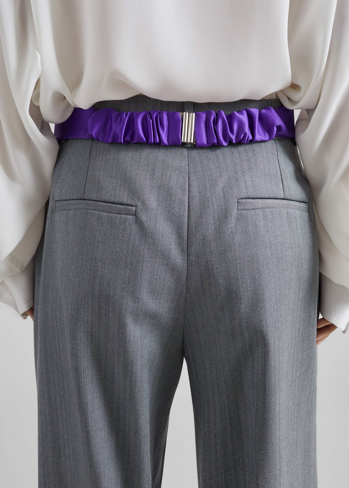 Cintura Bellano a fascia in raso - Viola scuro