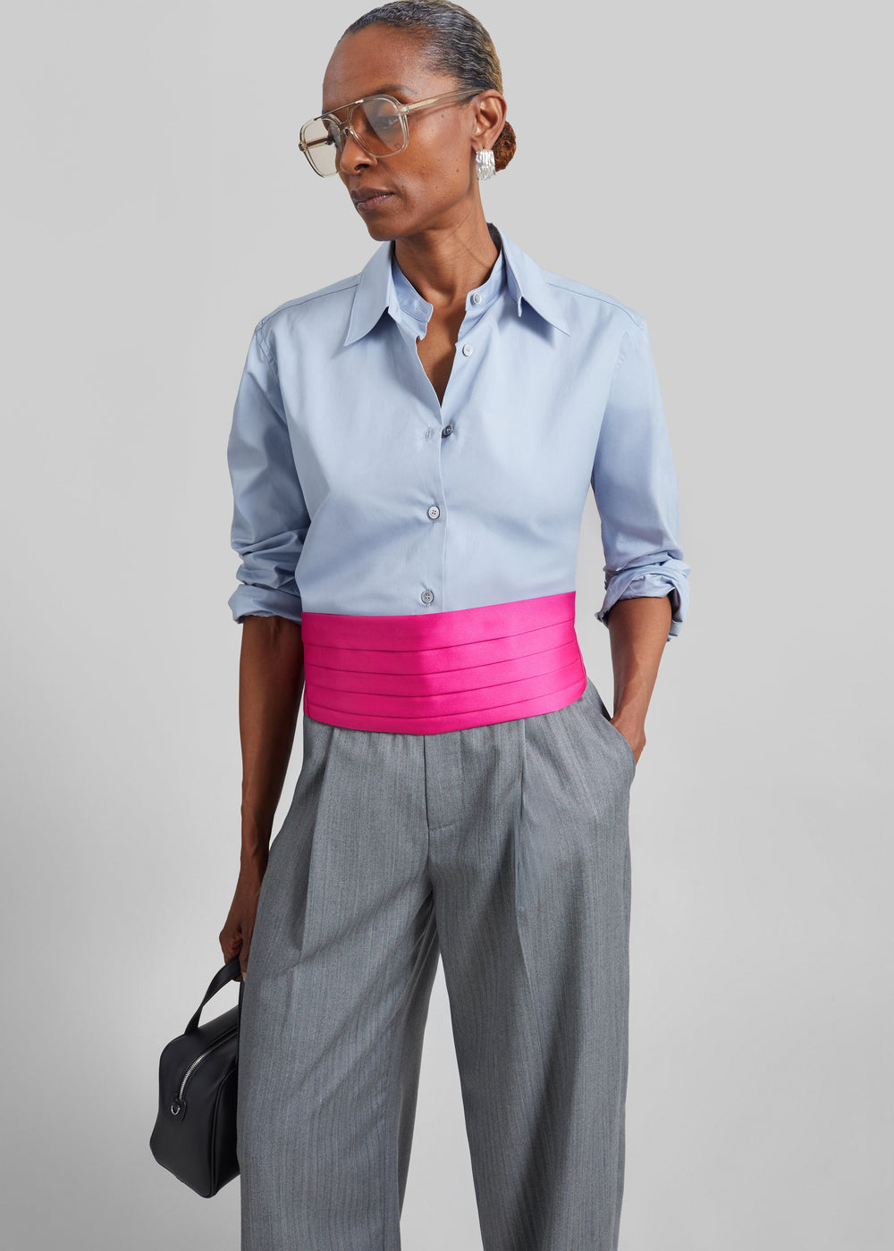 Bellano Satin Cummerbund Belt - Hot Pink