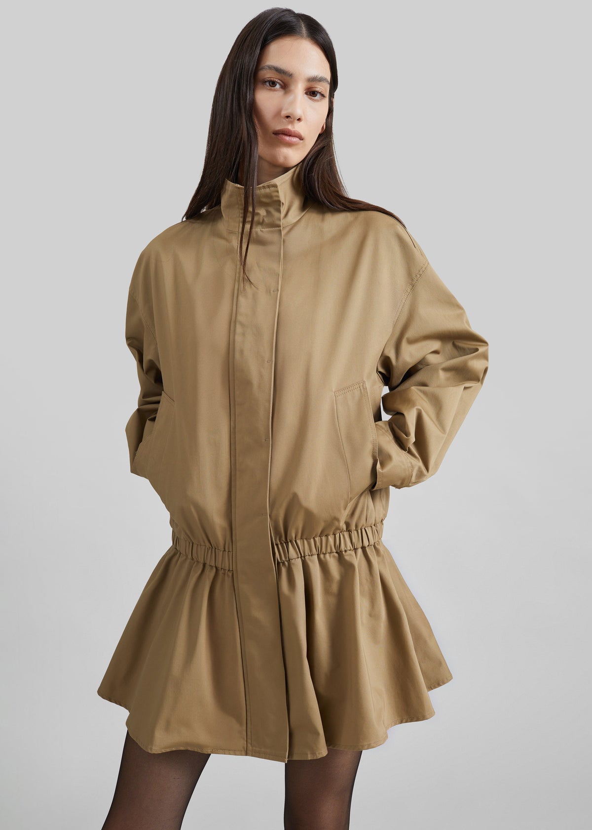 Bellaria Drop Waist Trench Dress - Beige