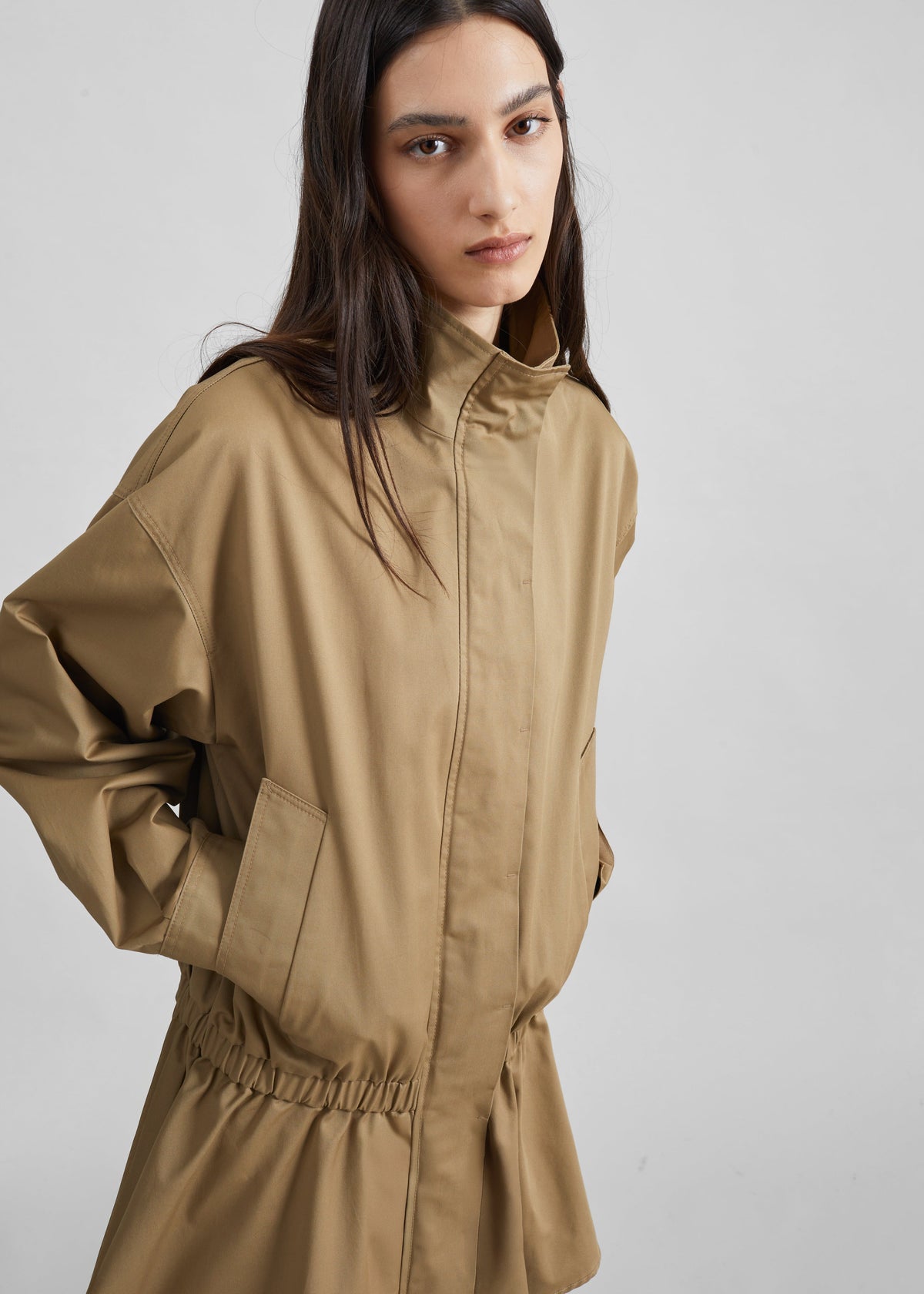 Bellaria Drop Waist Trench Dress - Beige