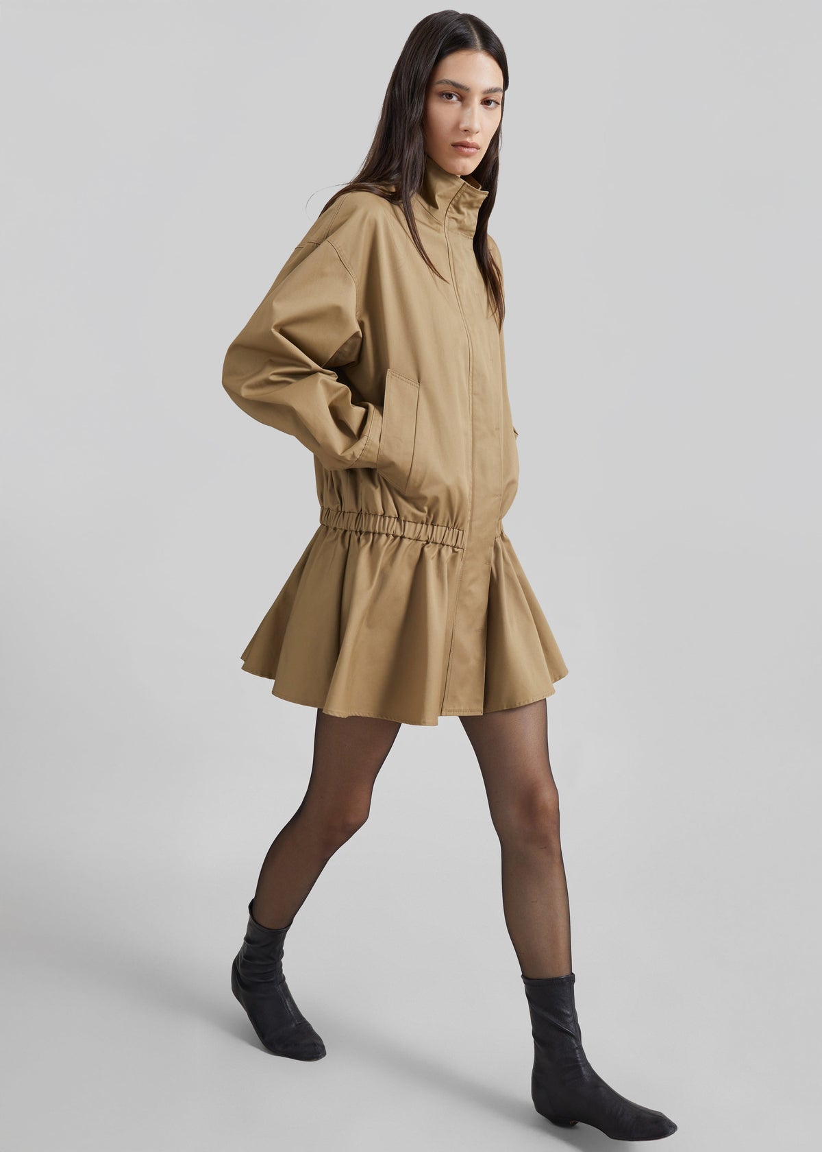 Bellaria Drop Waist Trench Dress - Beige