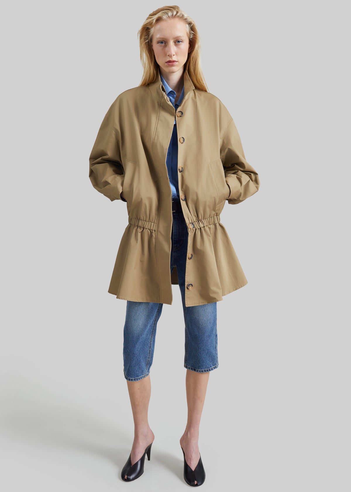 Bellaria Drop Waist Trench Dress - Beige
