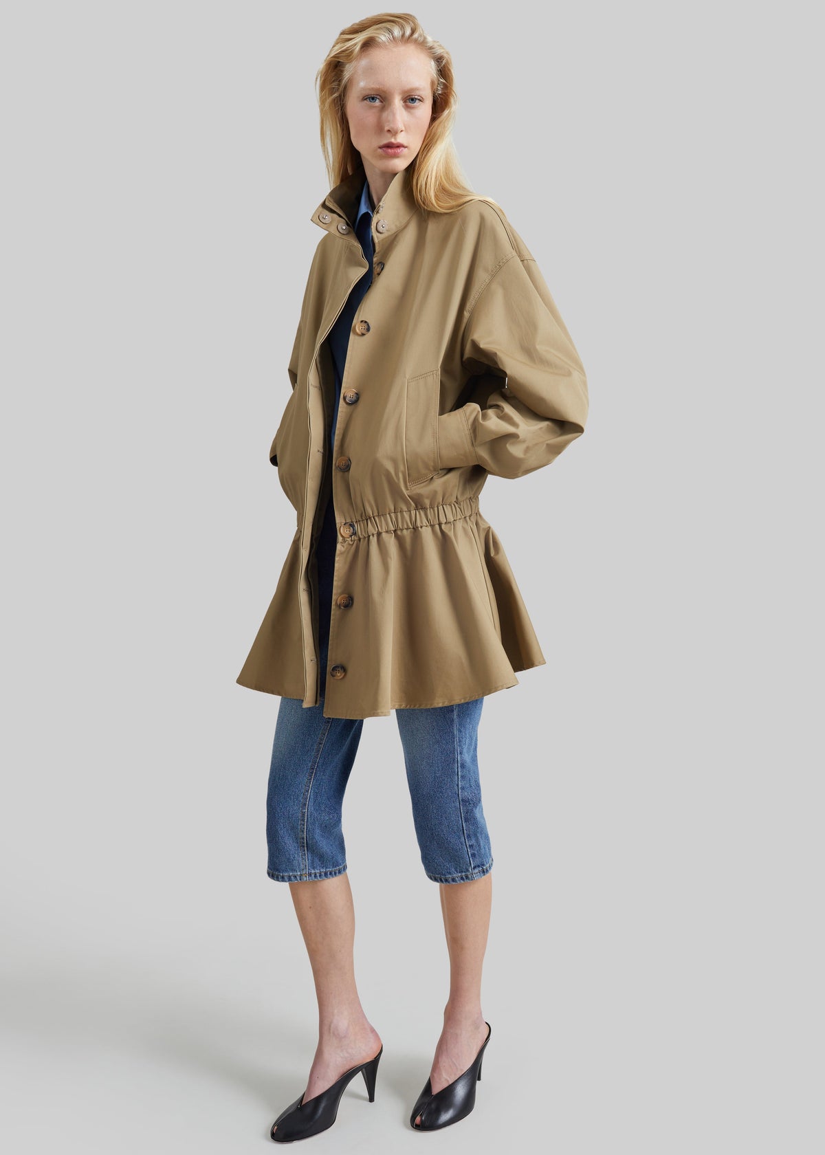 Bellaria Drop Waist Trench Dress - Beige