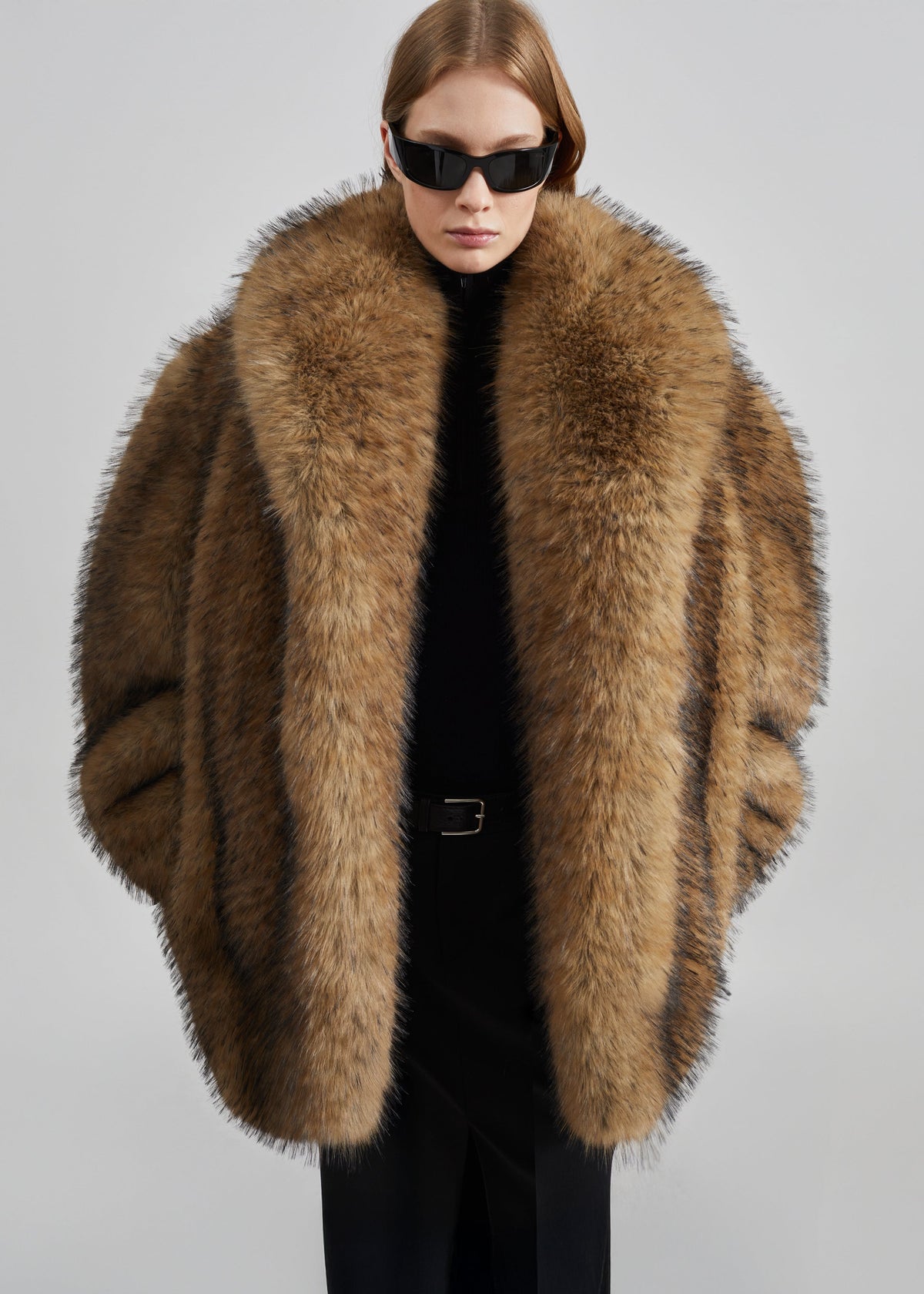 Belle Faux Fur Short Coat - Brown