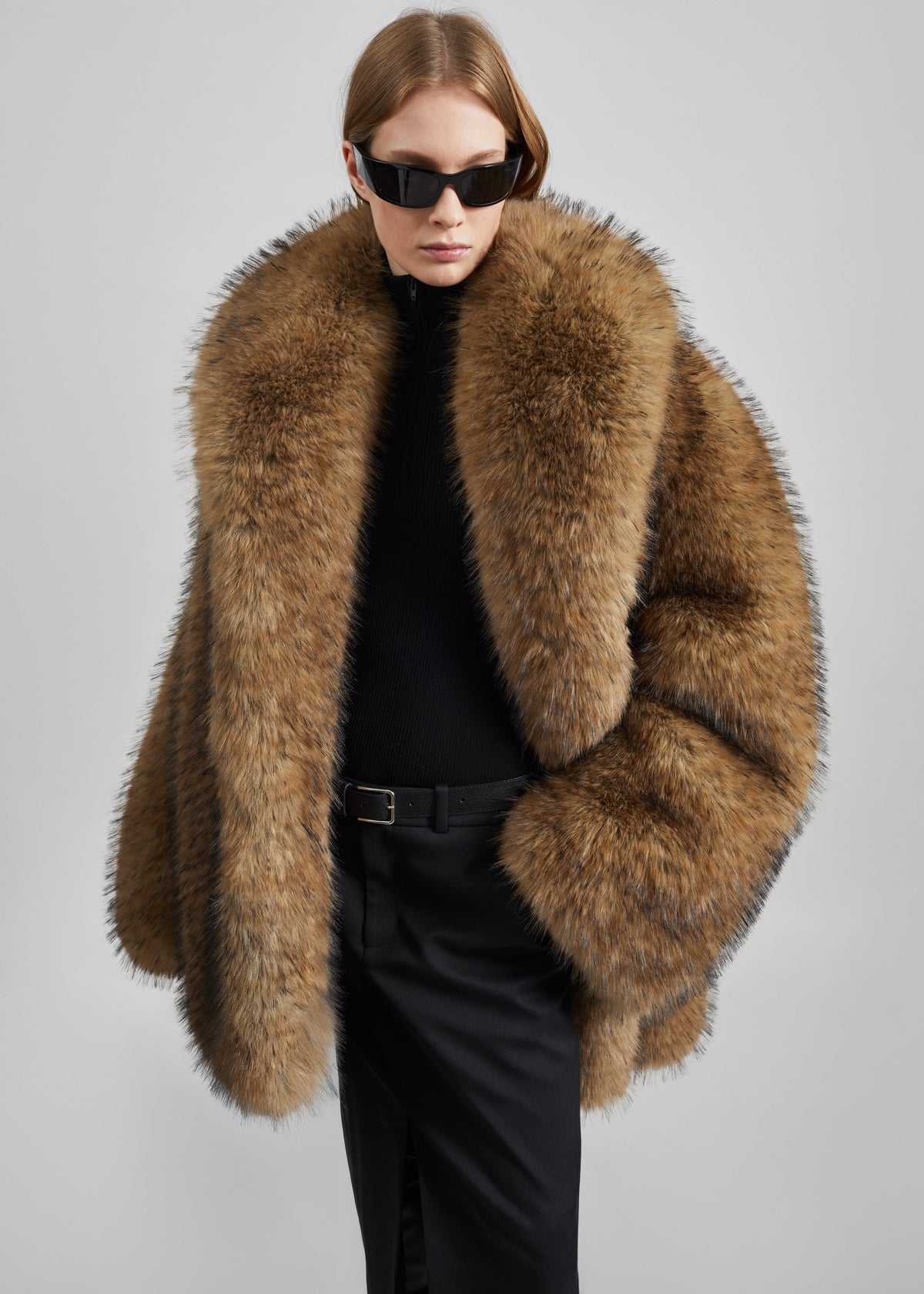 Belle Faux Fur Short Coat - Brown