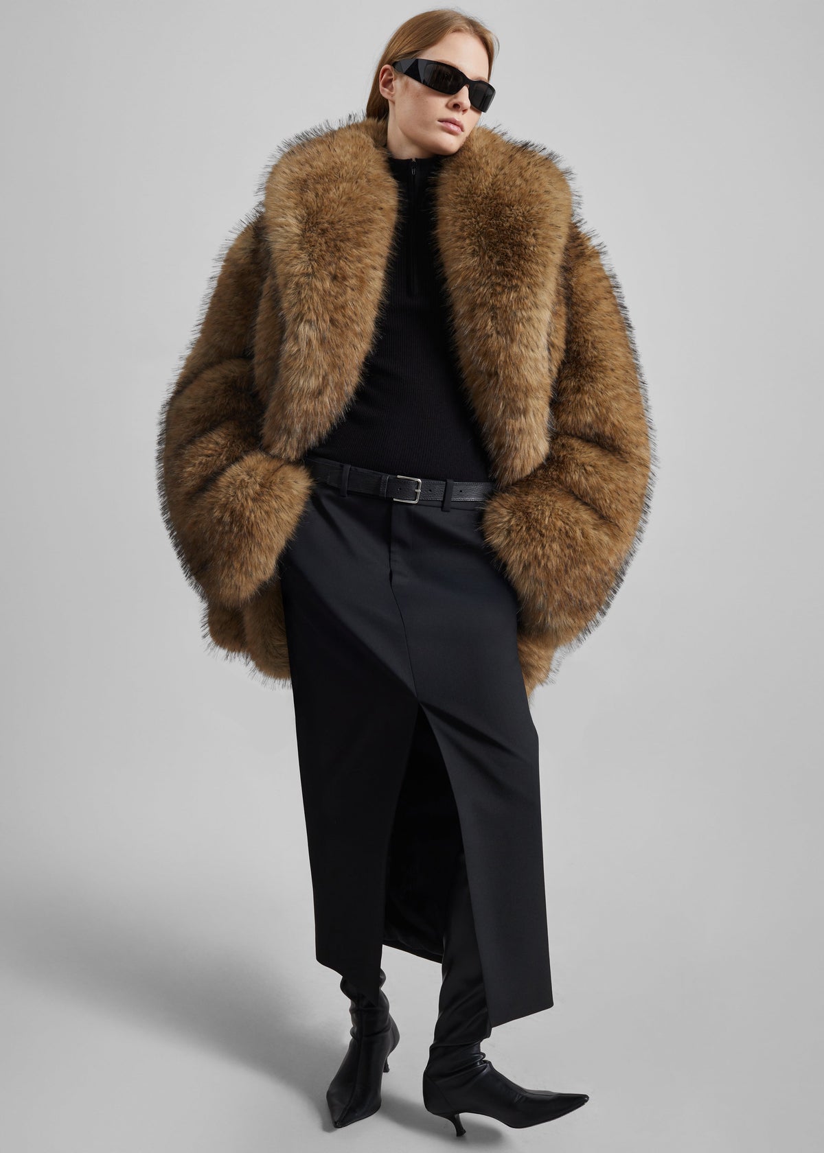 Belle Faux Fur Short Coat - Brown