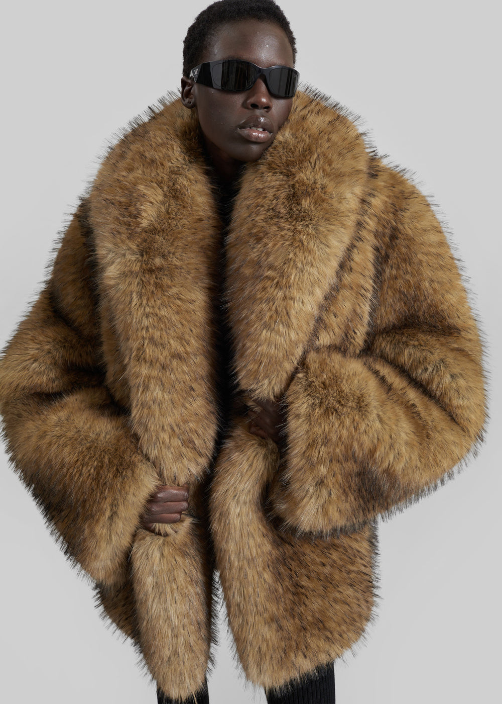 Belle Faux Fur Short Coat - Brown