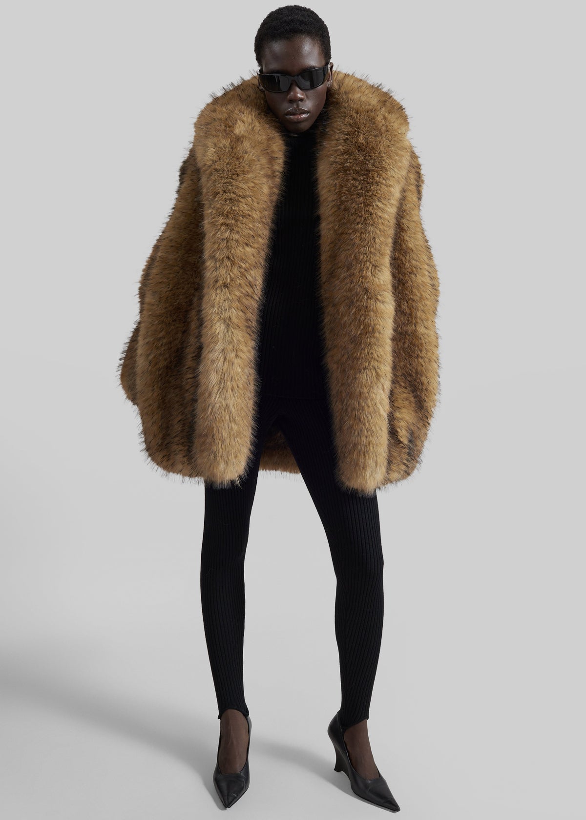 Belle Faux Fur Short Coat - Brown