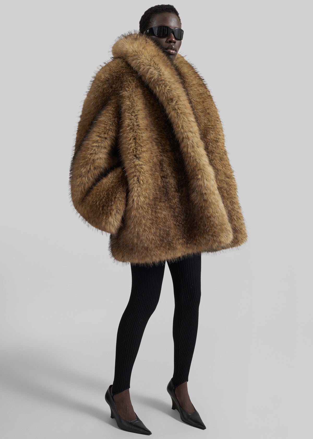 Belle Faux Fur Short Coat - Brown