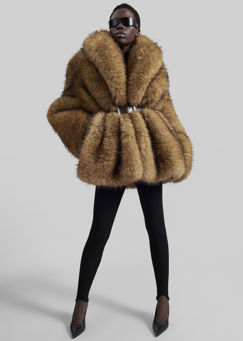 Belle Faux Fur Short Coat - Brown - 1