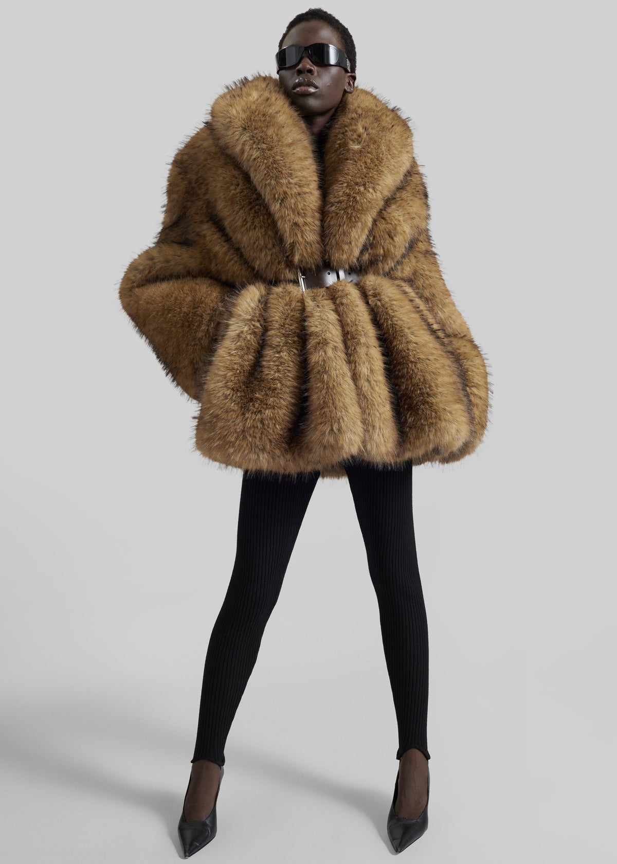 Belle Faux Fur Short Coat - Brown