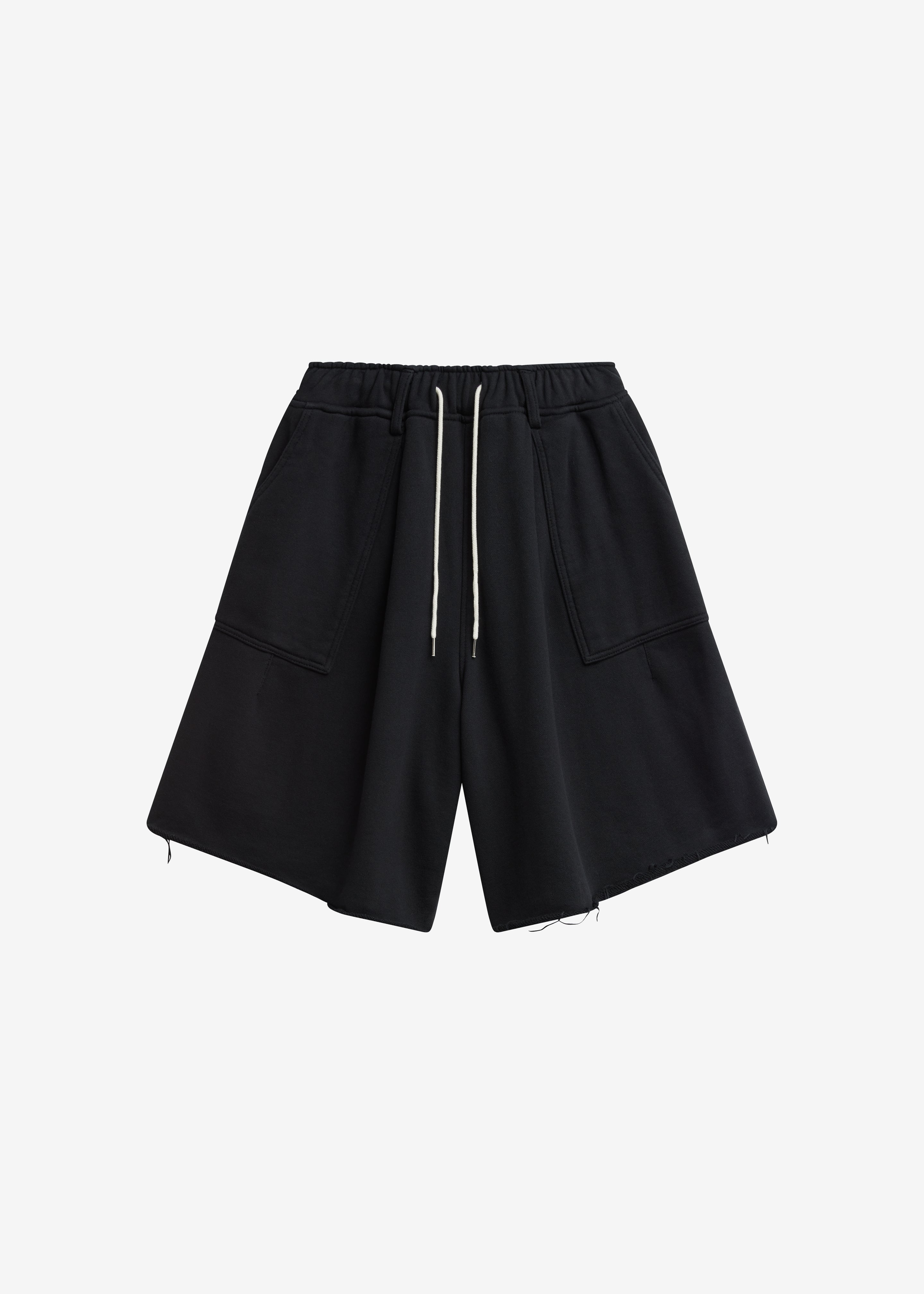 Bellino Raw Hem Sweatshorts - Black - 7
