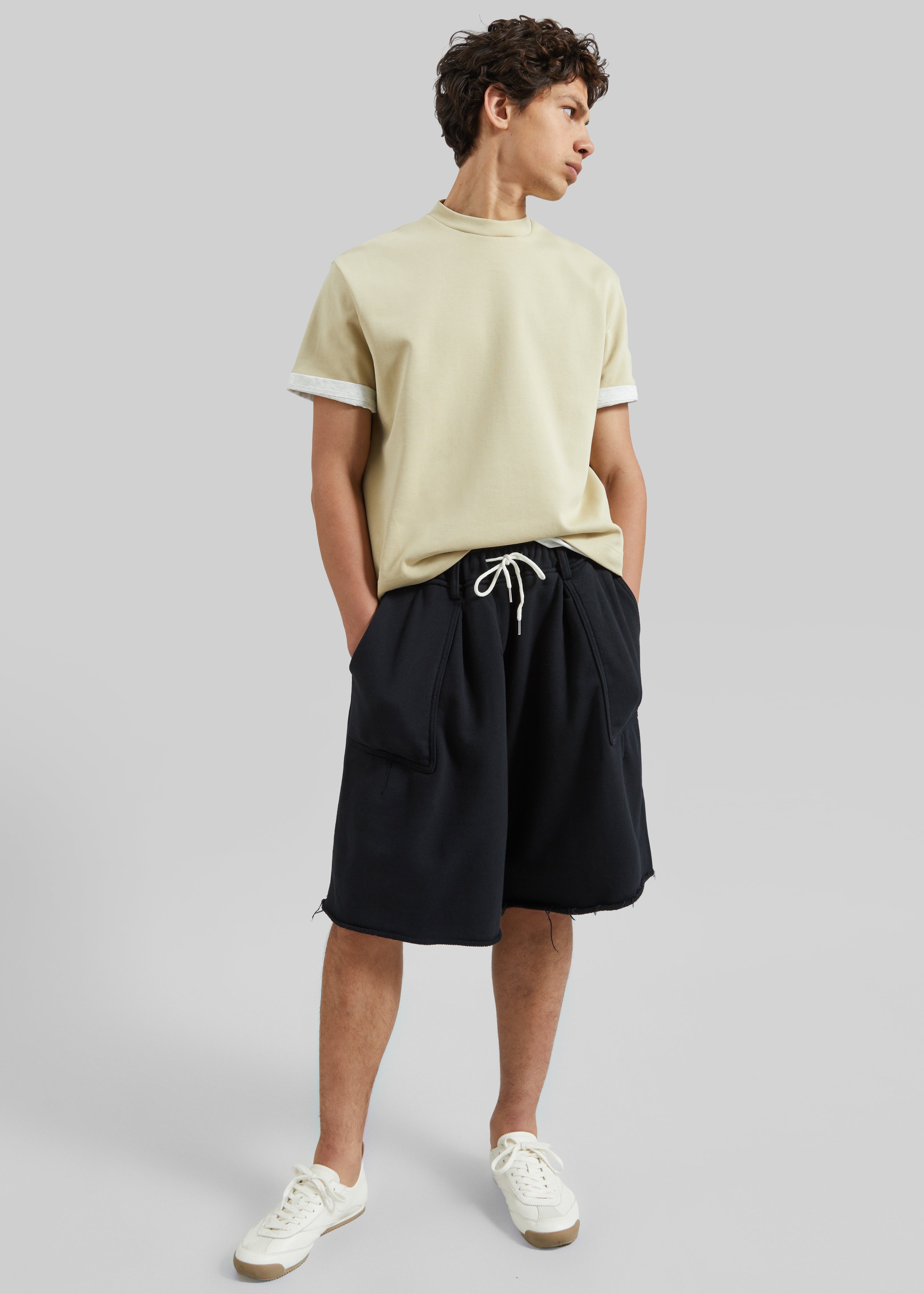 Bellino Raw Hem Sweatshorts - Black - 1