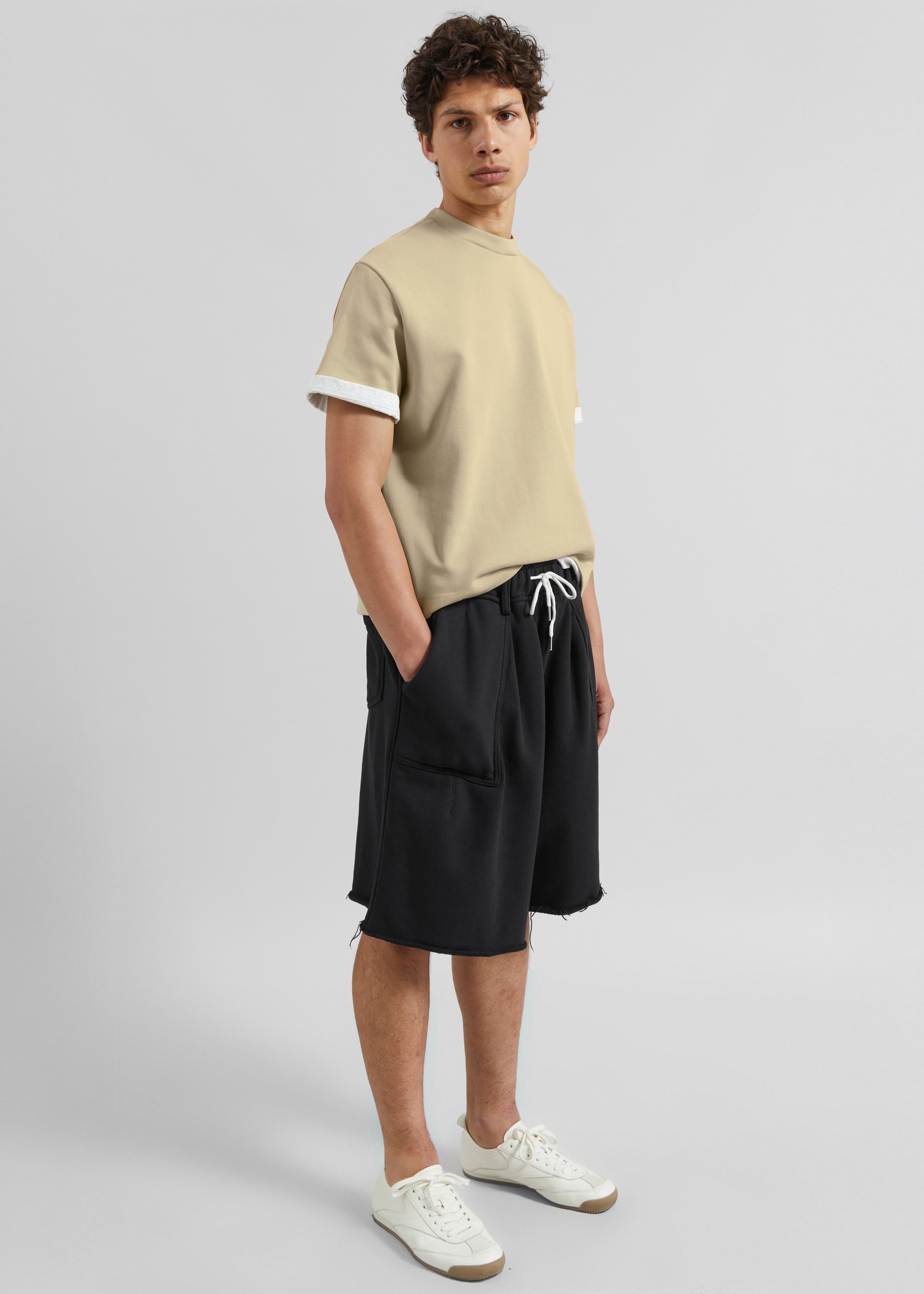 Bellino Raw Hem Sweatshorts - Black - 4