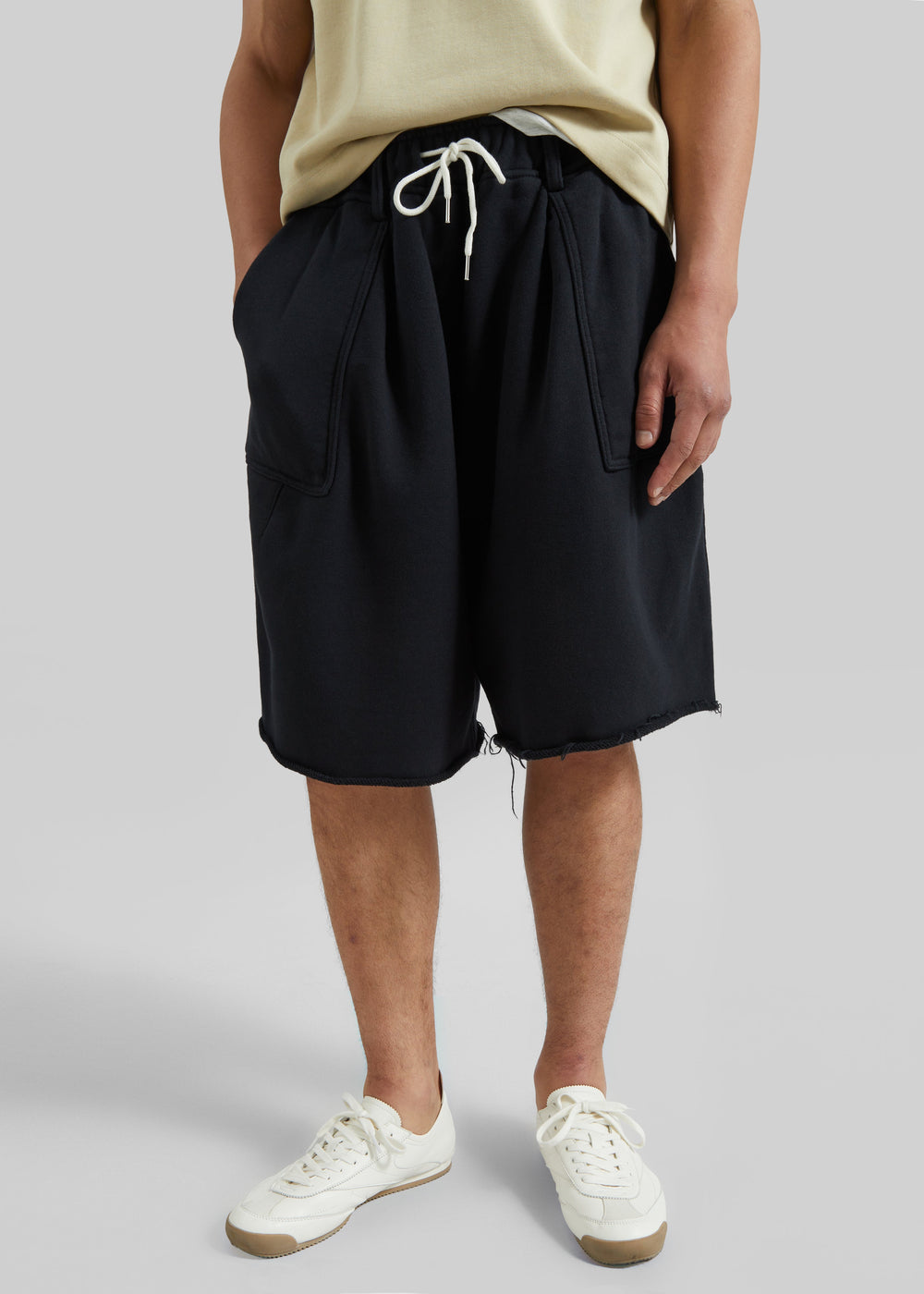 Bellino Raw Hem Sweatshorts - Black - 1