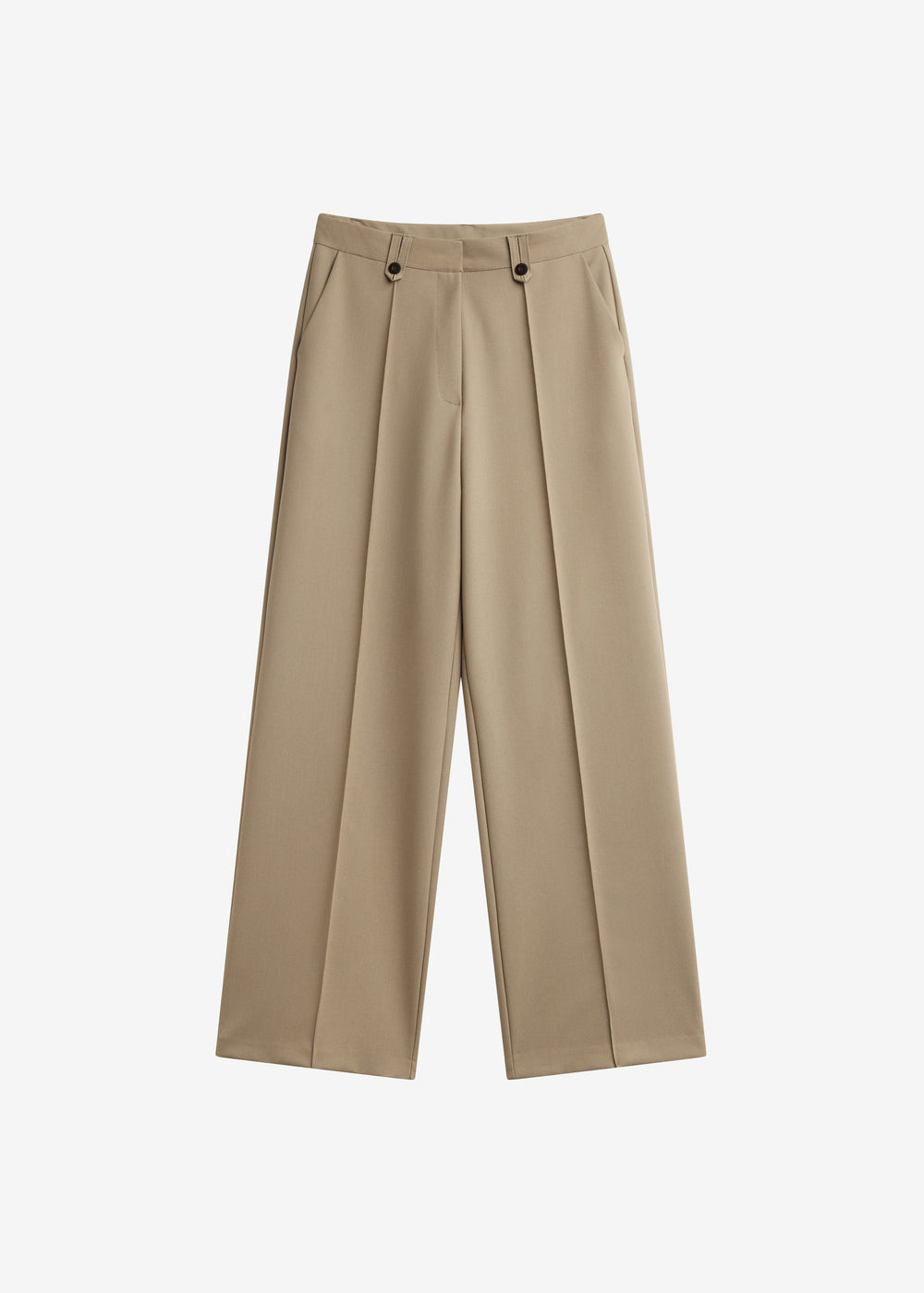 Belliva Front Seam Straight Trousers - Camel