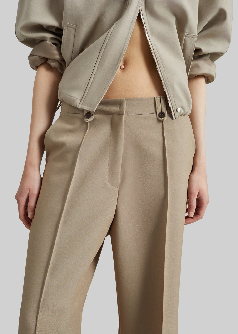 Belliva Front Seam Straight Trousers - Camel