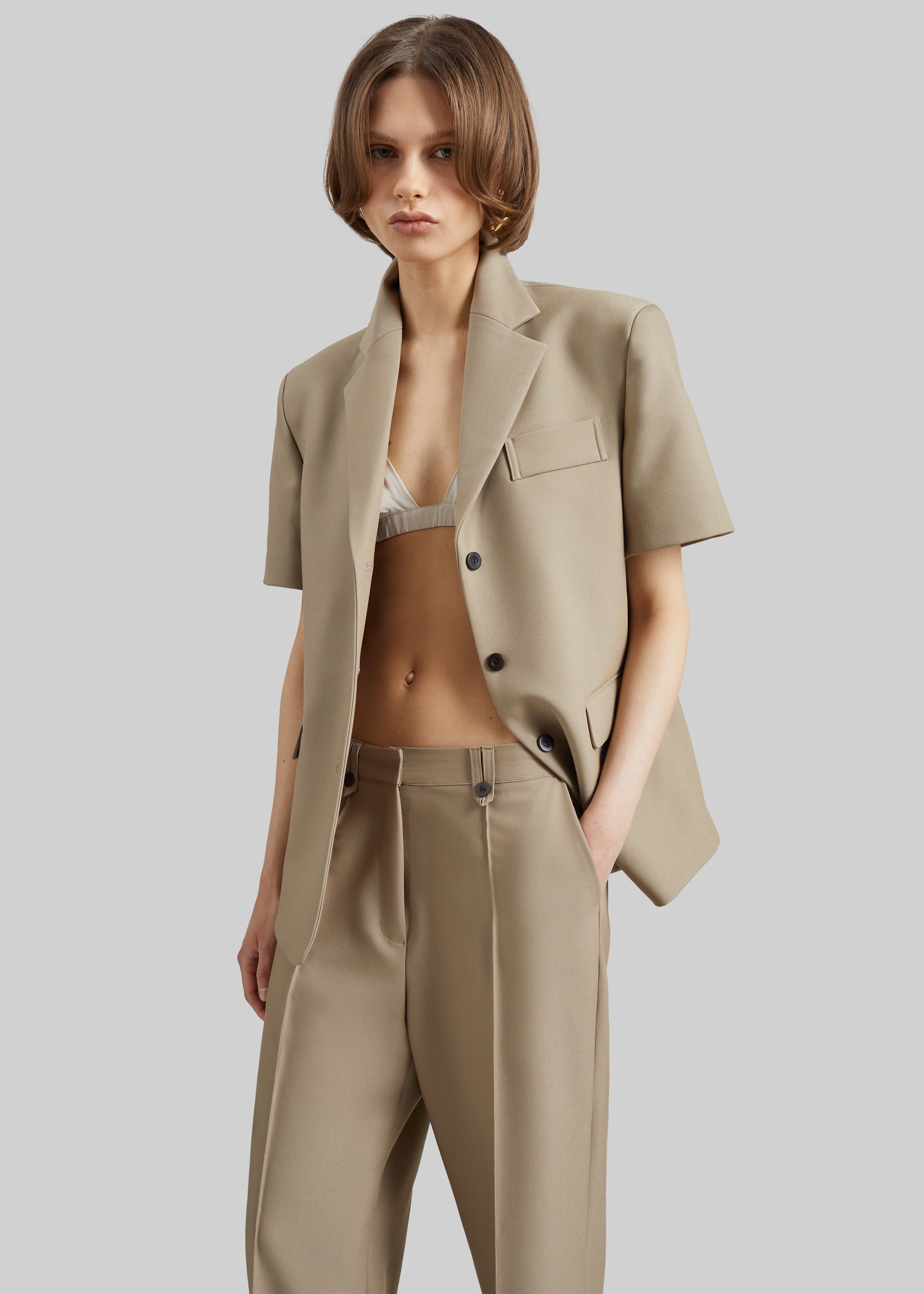 Pantalon droit Belliva à couture sur le devant - Camel - 3