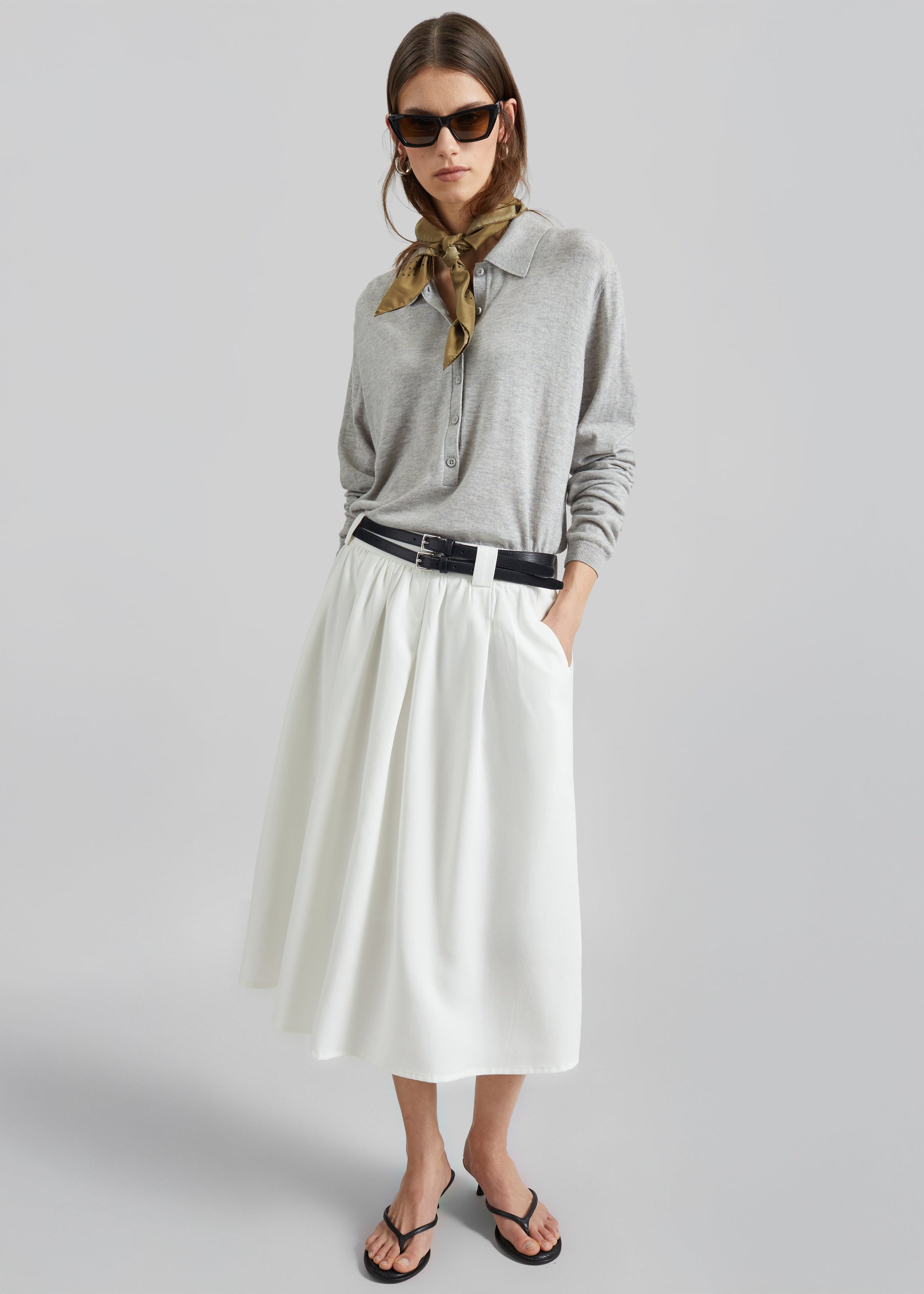Shop the look image for Bellona Flared Midi Skirt - White