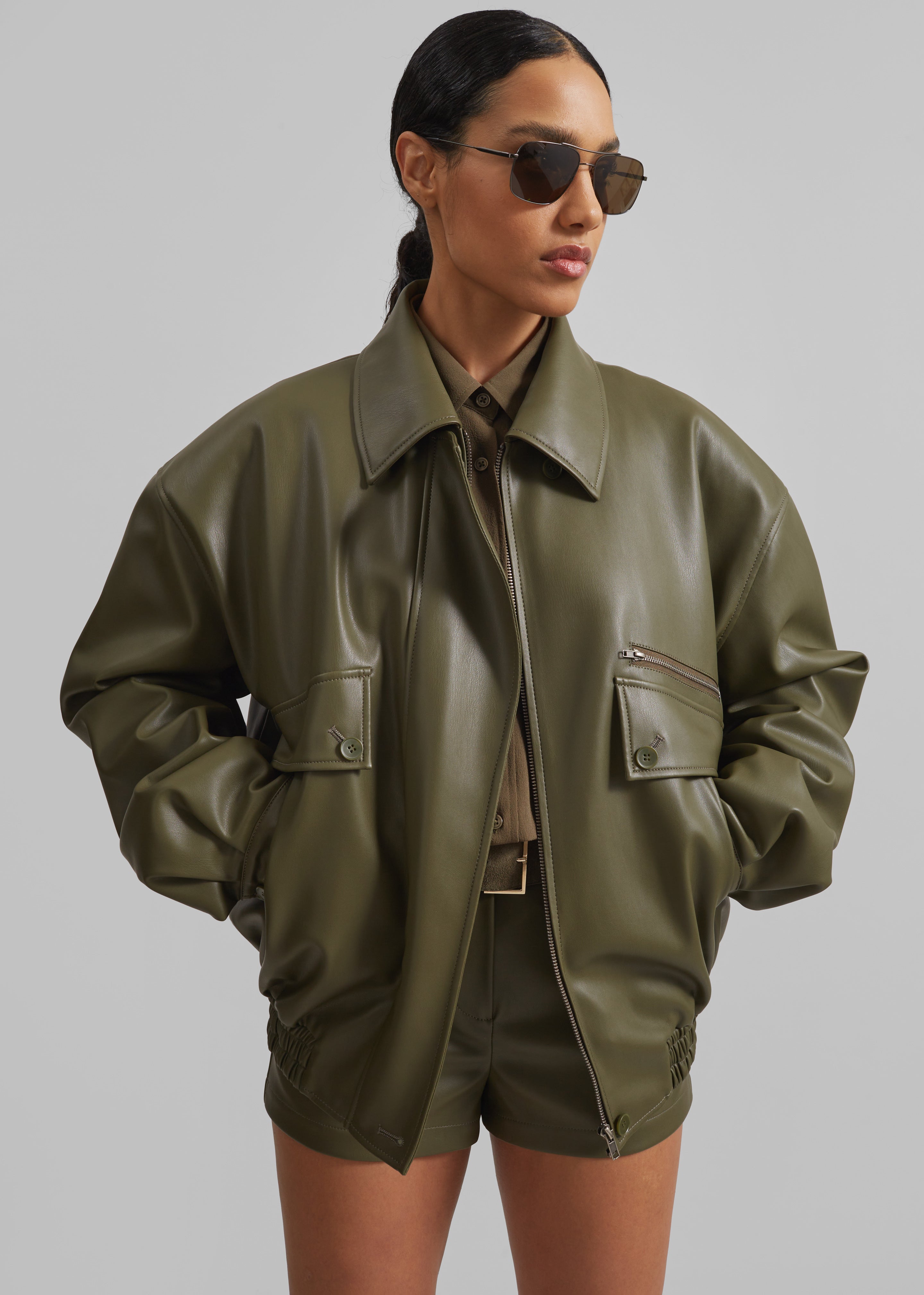 THE FRANKIE SHOP レザー オーバーサイズジャケット | NET-A-PORTER