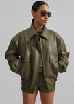 Belmont Faux Leather Jacket - Khaki
