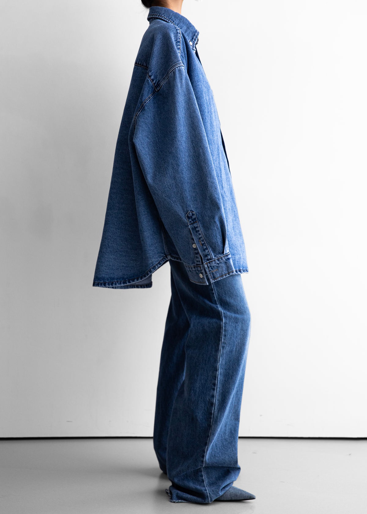 Belvis Oversized Denim Shirt - Medium Wash - 1