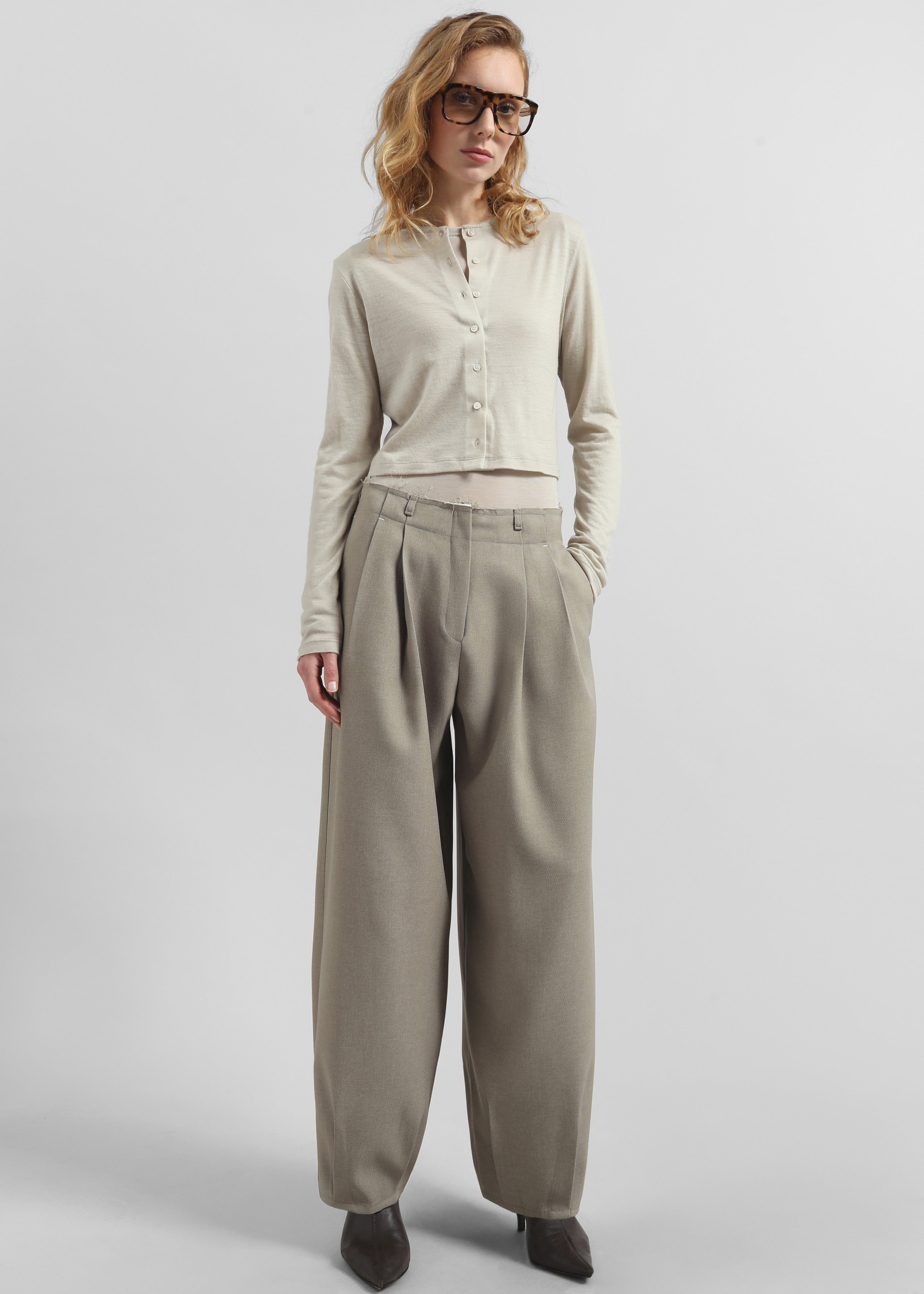 Benicia Tapered Leg Trousers - Taupe - 5