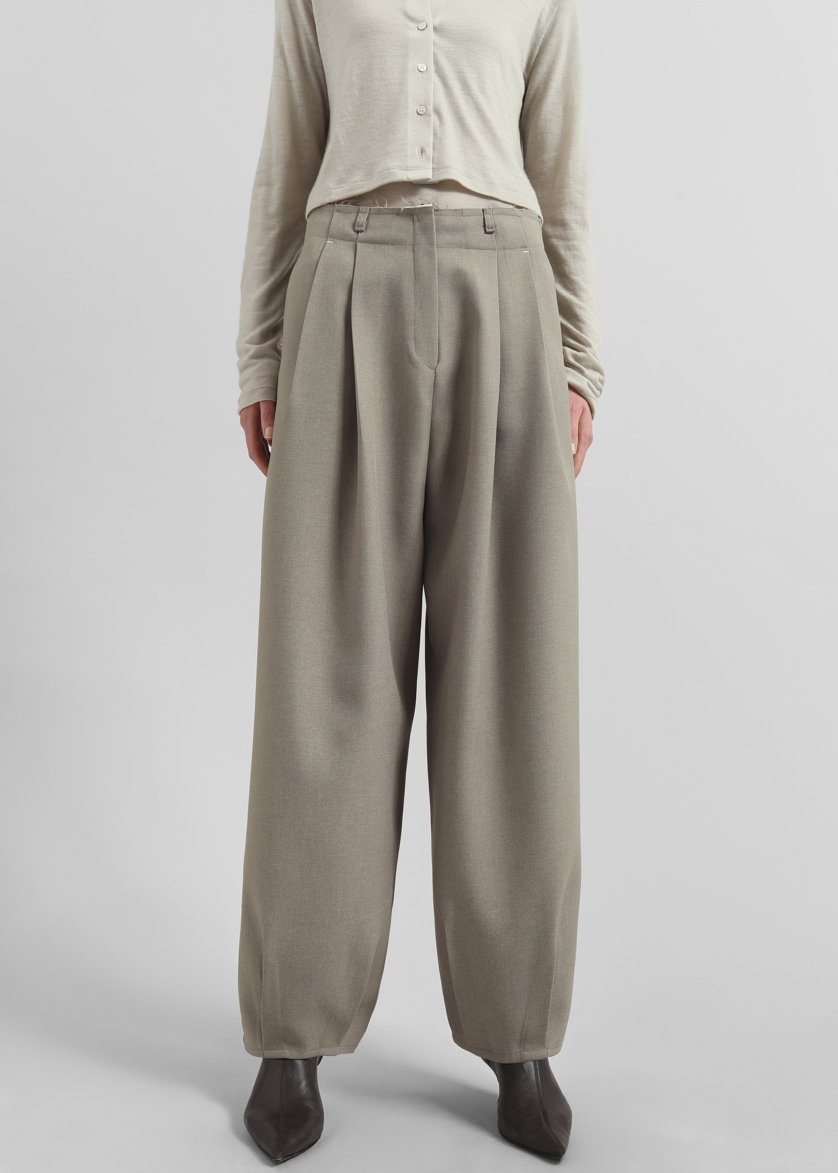 Benicia Tapered Leg Trousers - Taupe - 1