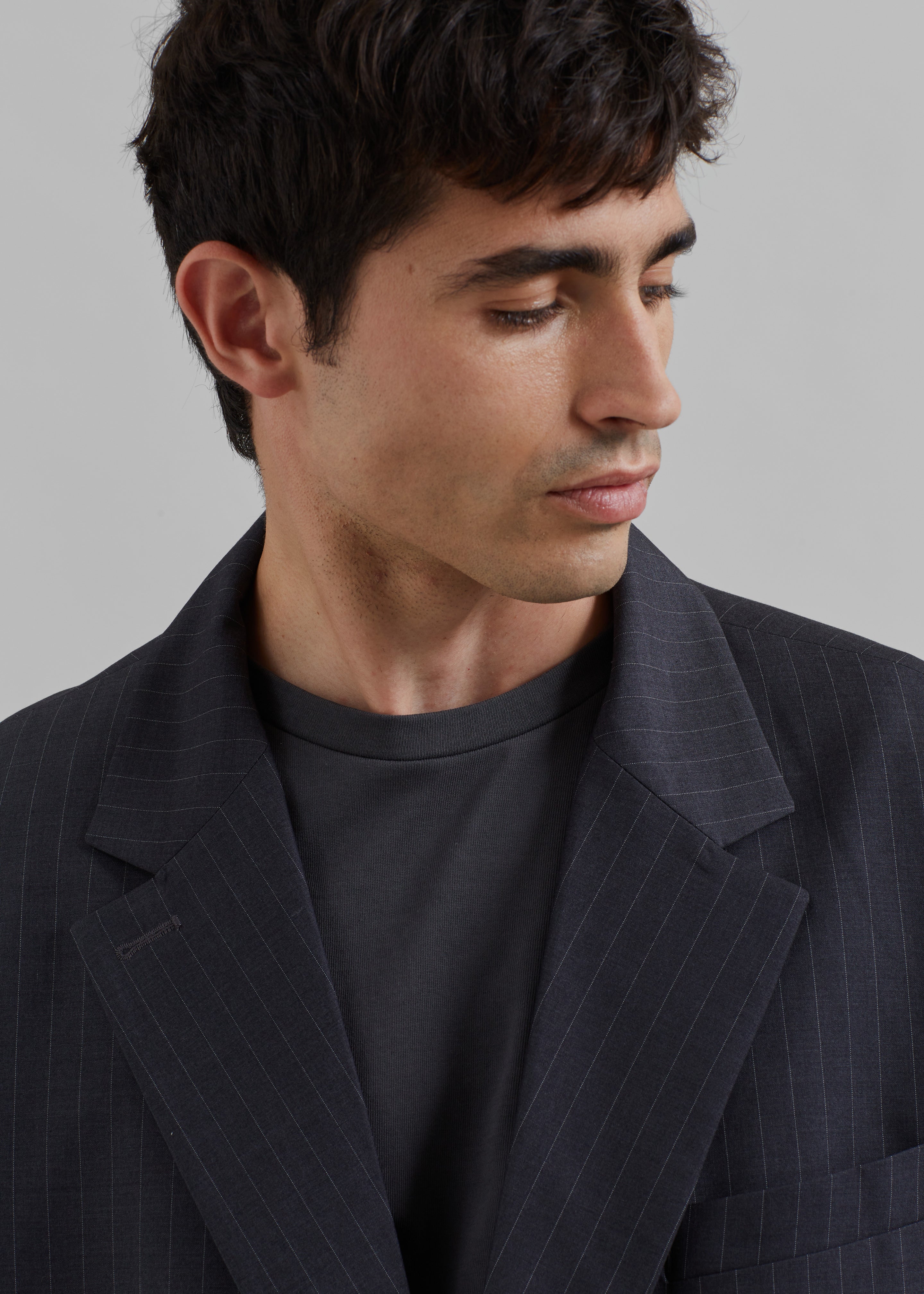 Beo Blazer - Charcoal/White Pinstripe - 5