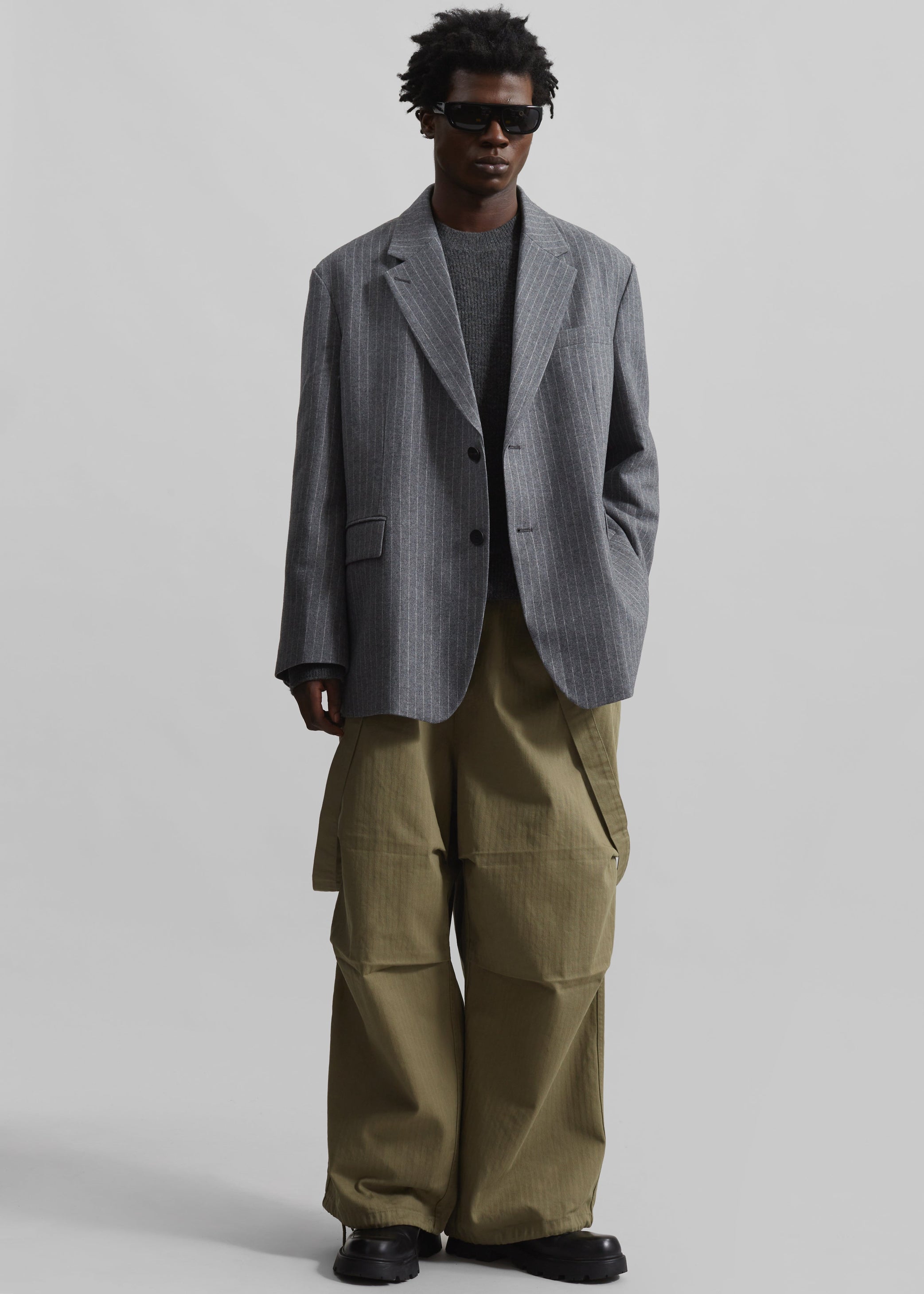 Shop the look image for Beo Blazer - Grey/White Pinstripe
