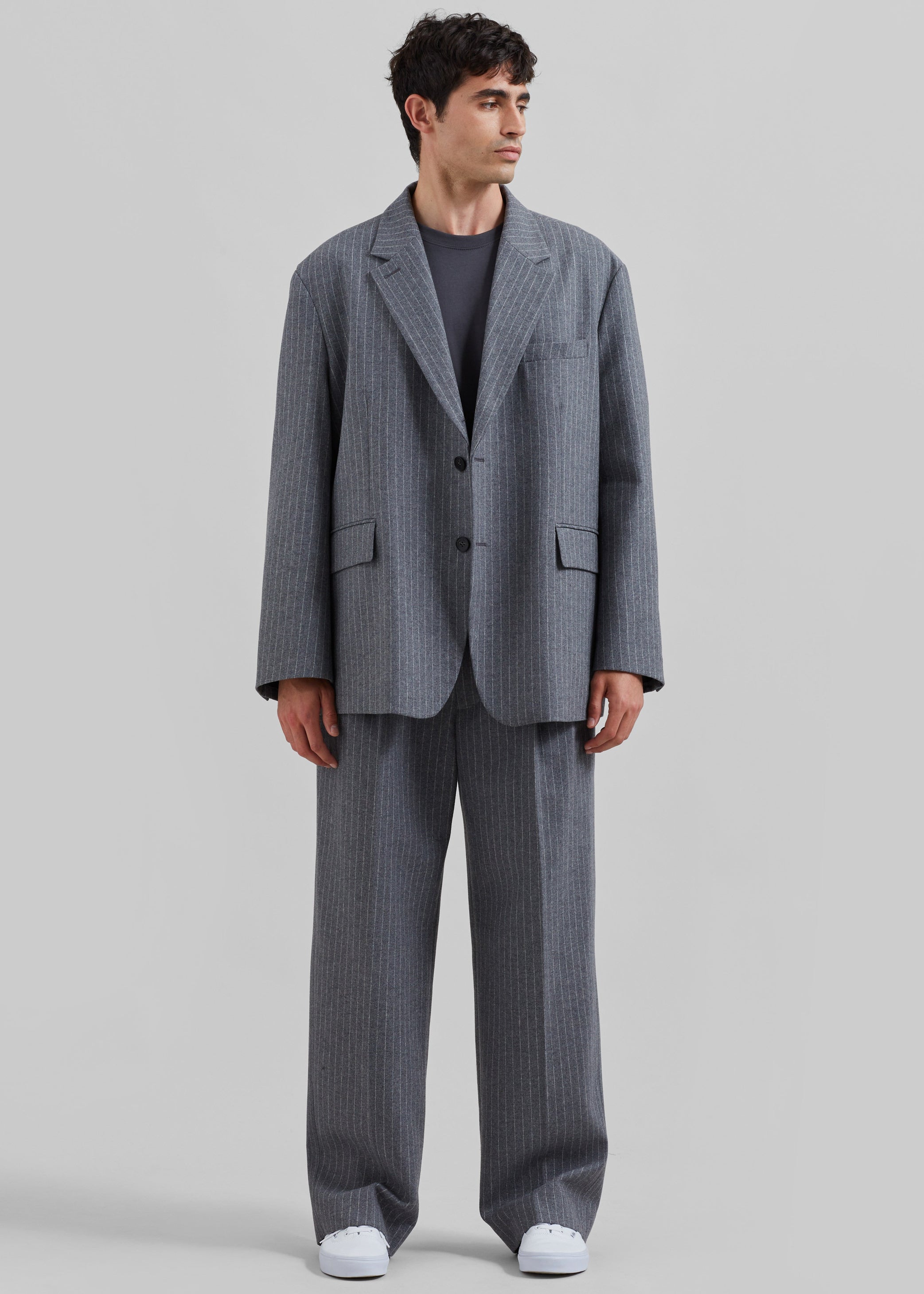 Shop the look image for Beo Blazer - Grey/White Pinstripe
