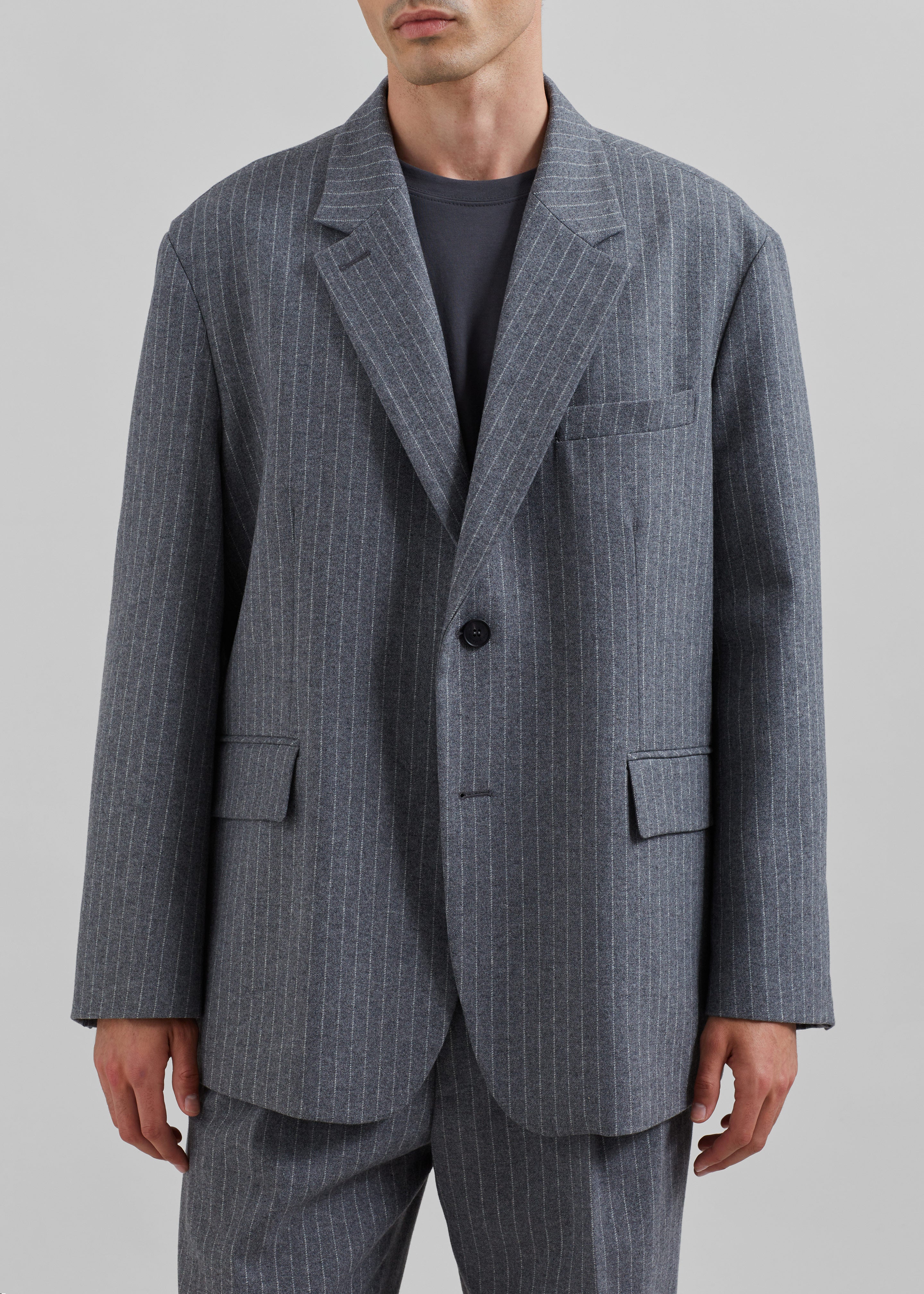 Beo Blazer - Grey/White Pinstripe - 3