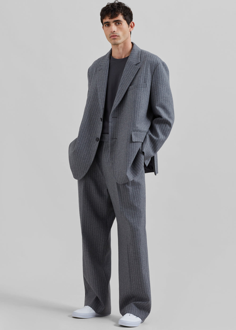 Beo Suit Pants - Grey/White Pinstripe - 1