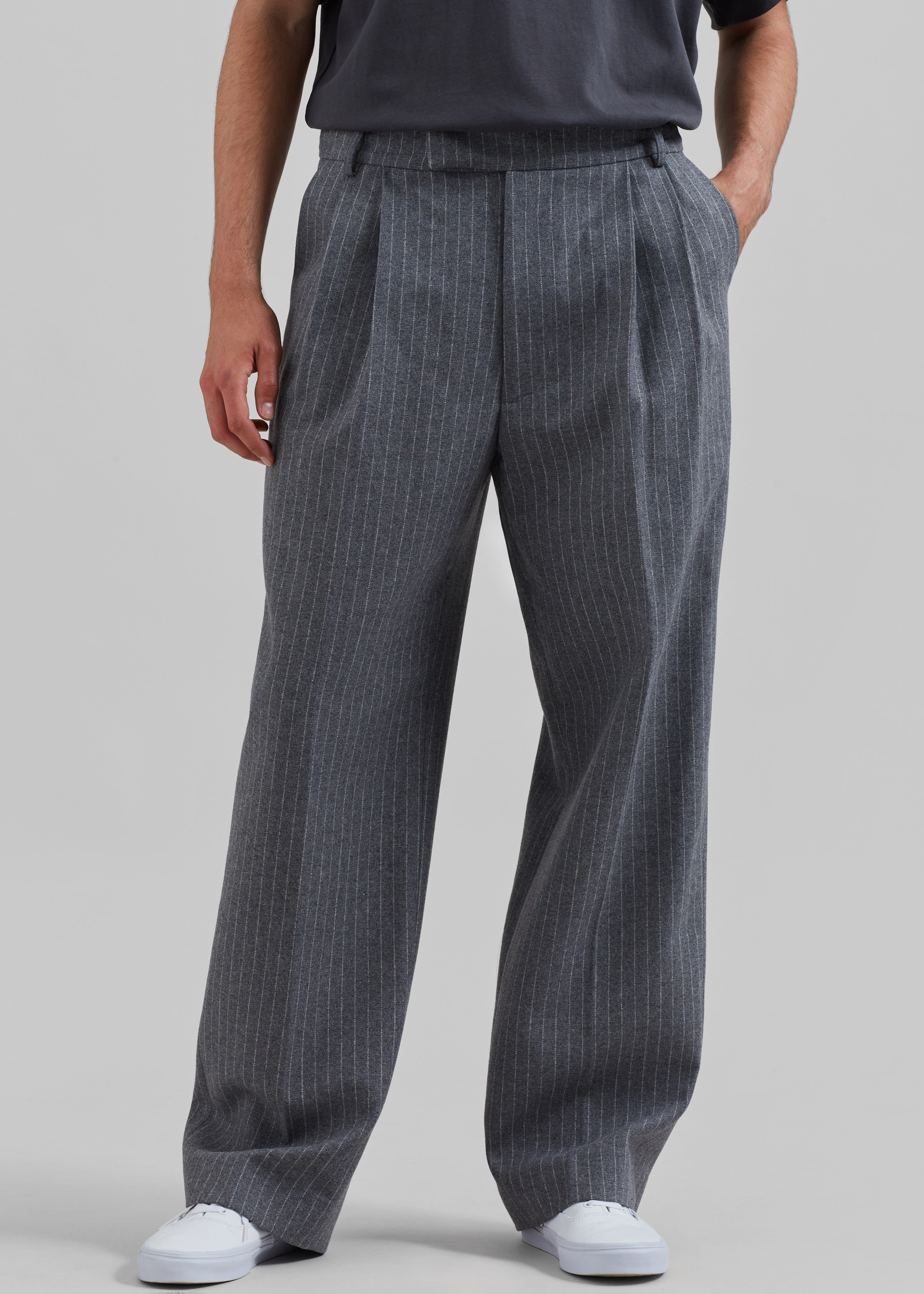 Beo Suit Pants - Grey/White Pinstripe - 2